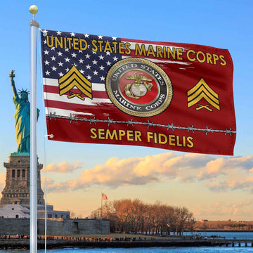 Unique Custom Name, Rank USMC Grommet Flag VPVC109603, Gifts For Marine Veteran, Gifts For Dad, For Husband, Best Gifts On Father's Day, Independence Day, Veterans Day.