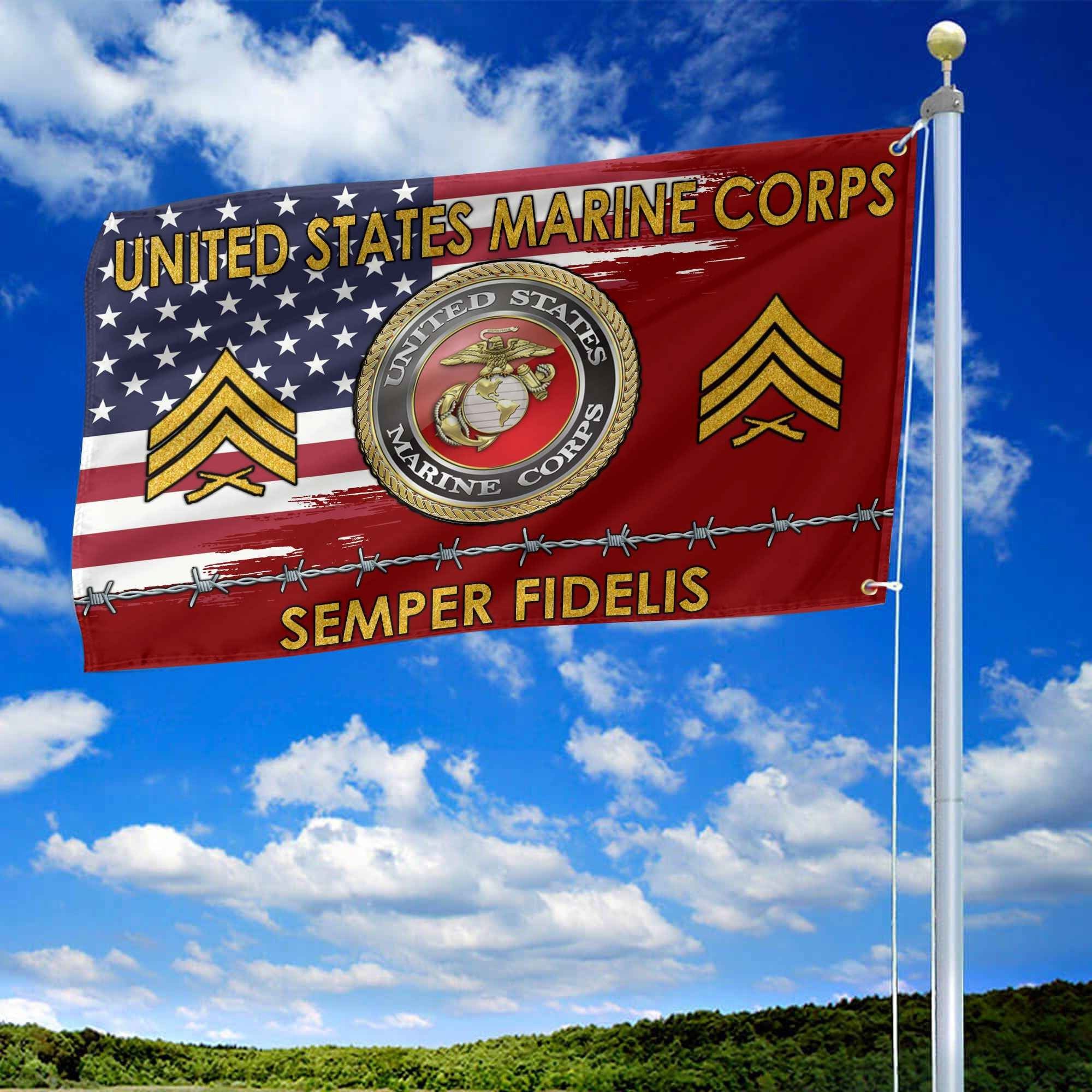 Unique Custom Name, Rank USMC Grommet Flag VPVC109603, Gifts For Marine Veteran, Gifts For Dad, For Husband, Best Gifts On Father's Day, Independence Day, Veterans Day.