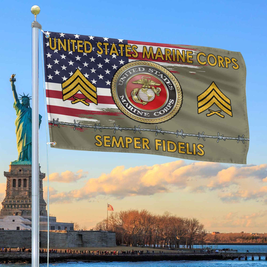 Unique Custom Name, Rank USMC Grommet Flag VPVC109611, Gifts For Marine Veteran, Gifts For Dad, For Husband, Best Gifts On Father's Day, Independence Day, Veterans Day.