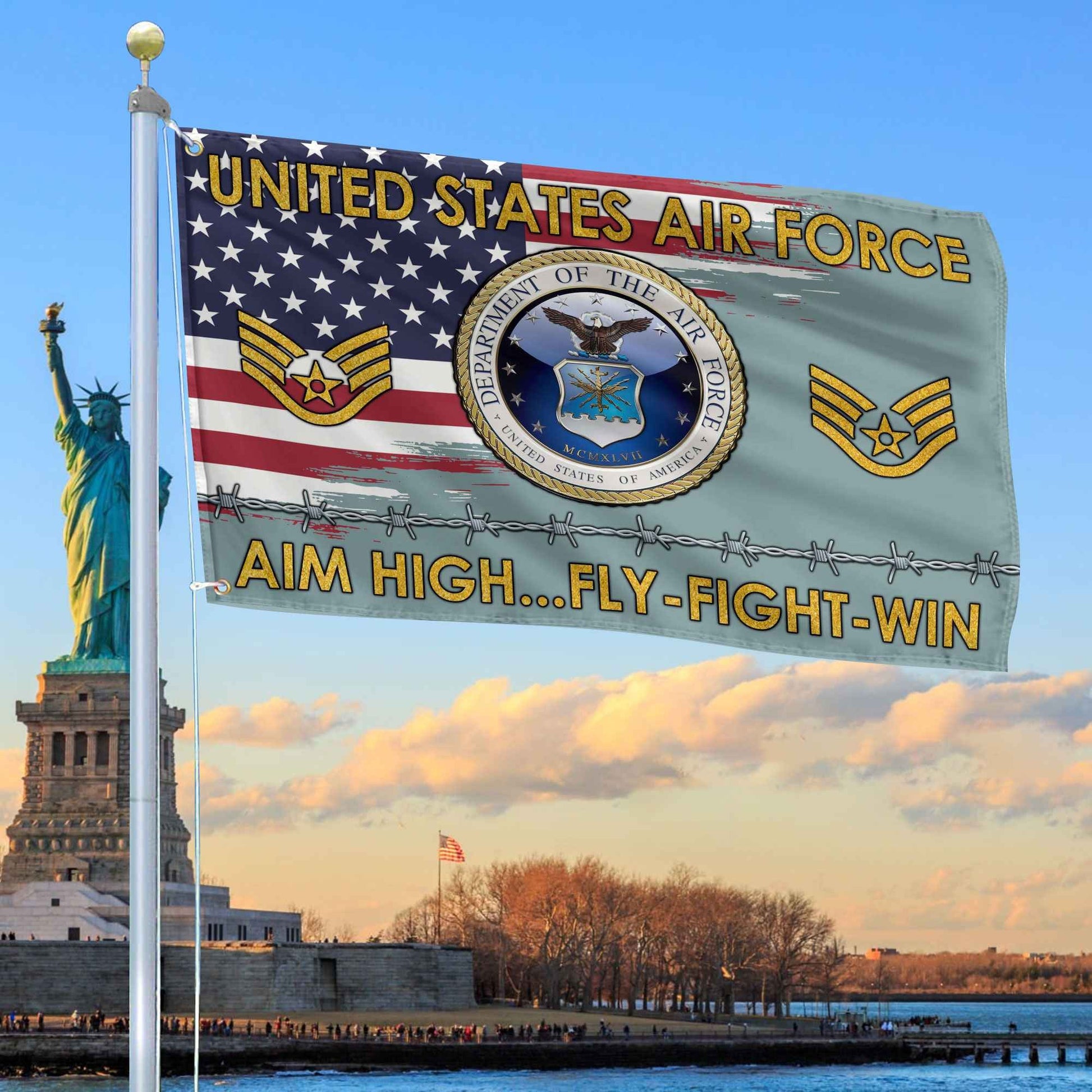 Unique Custom Name, Rank USAF Grommet Flag VPVC109604, Gifts For Airforce Veteran, Gifts For Dad, For Husband, Best Gifts On Father's Day, Independence Day, Veterans Day.