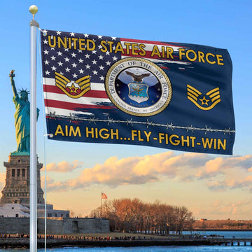 Unique Custom Name, Rank USAF Grommet Flag VPVC109612, Gifts For Airforce Veteran, Gifts For Dad, For Husband, Best Gifts On Father's Day, Independence Day, Veterans Day.