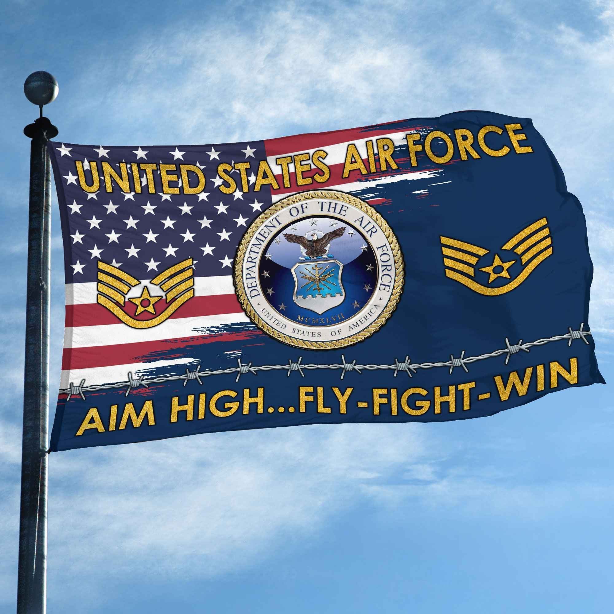 Unique Custom Name, Rank USAF Grommet Flag VPVC109612, Gifts For Airforce Veteran, Gifts For Dad, For Husband, Best Gifts On Father's Day, Independence Day, Veterans Day.