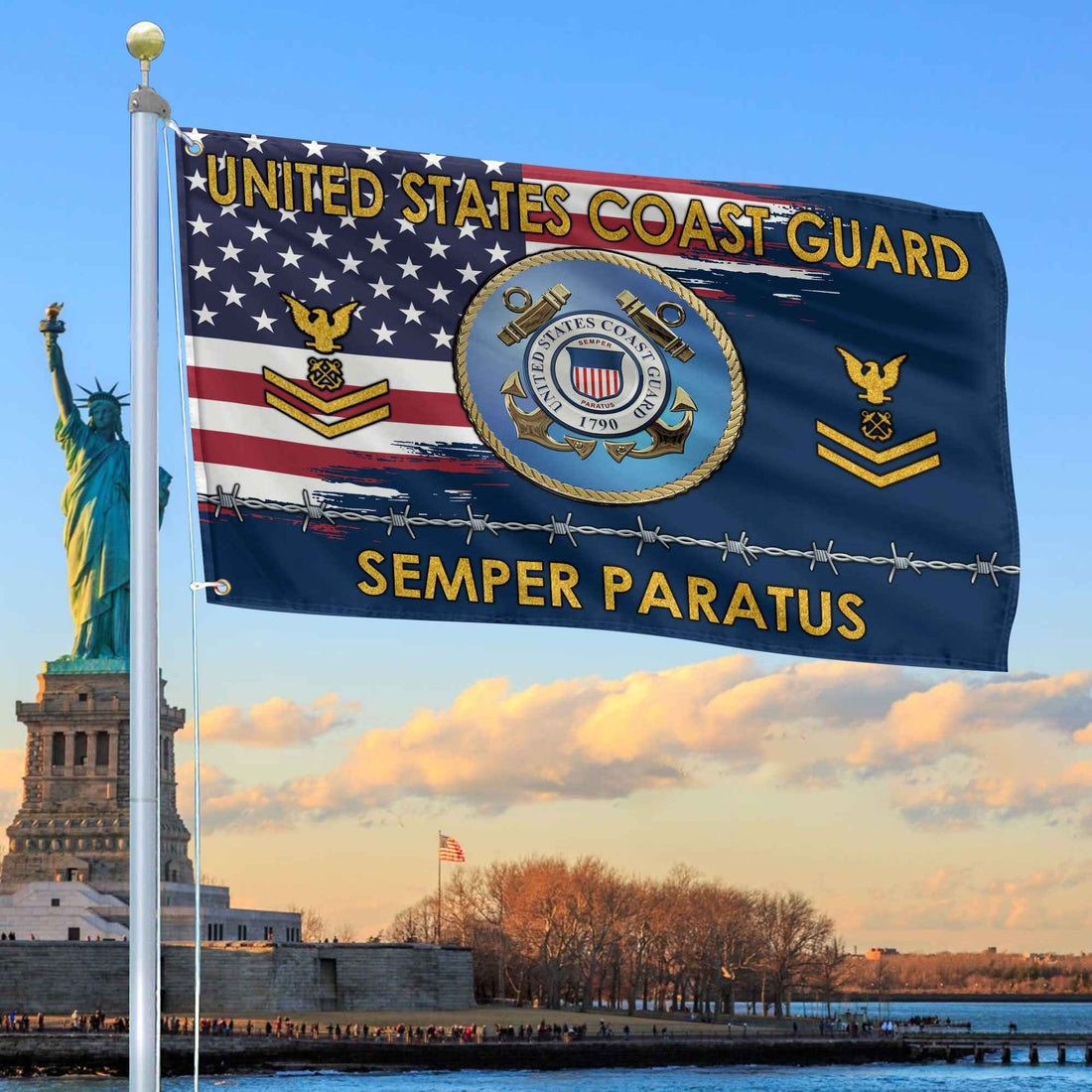 Unique Custom Name, Rank USCG Grommet Flag VPVC109605, Gifts For Coast Guard Veteran, Gifts For Dad, For Husband, Best Gifts On Father's Day, Independence Day, Veterans Day.