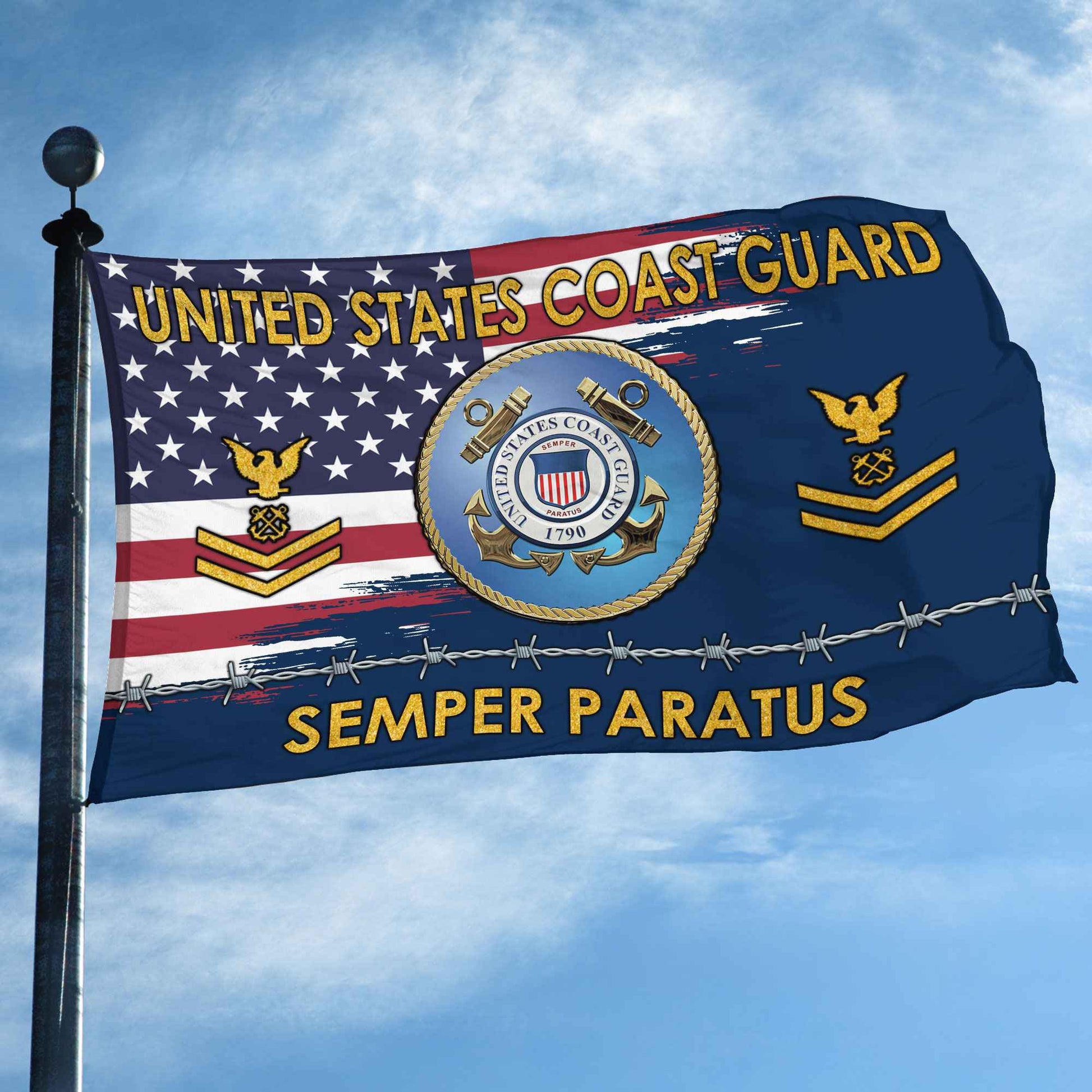 Unique Custom Name, Rank USCG Grommet Flag VPVC109605, Gifts For Coast Guard Veteran, Gifts For Dad, For Husband, Best Gifts On Father's Day, Independence Day, Veterans Day.