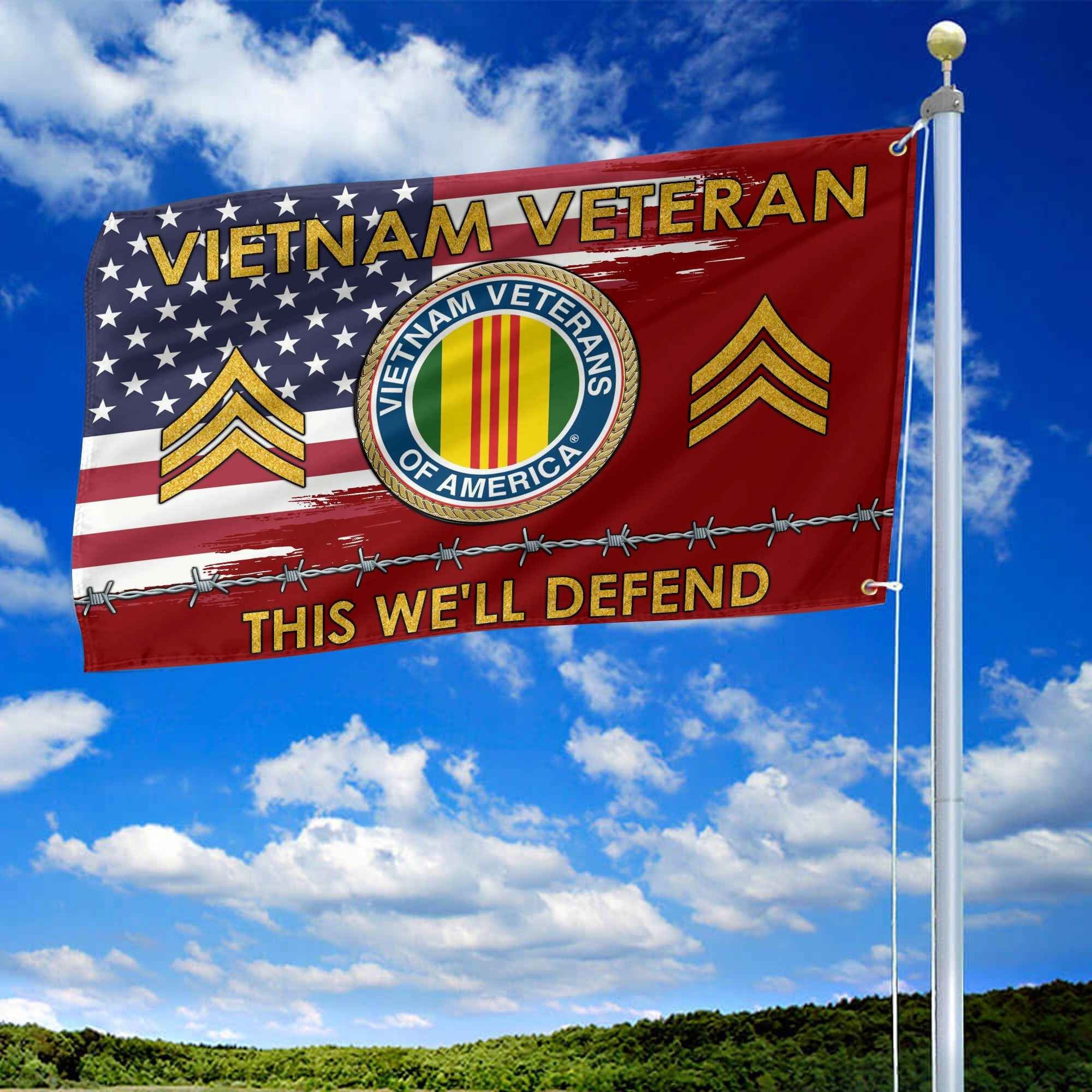 Unique Custom Name, Rank Vietnam Veteran Grommet Flag VPVC109606, Gifts For Vietnam Veteran, Gifts For Dad, For Husband, Best Gifts On Father's Day, Independence Day, Veterans Day.