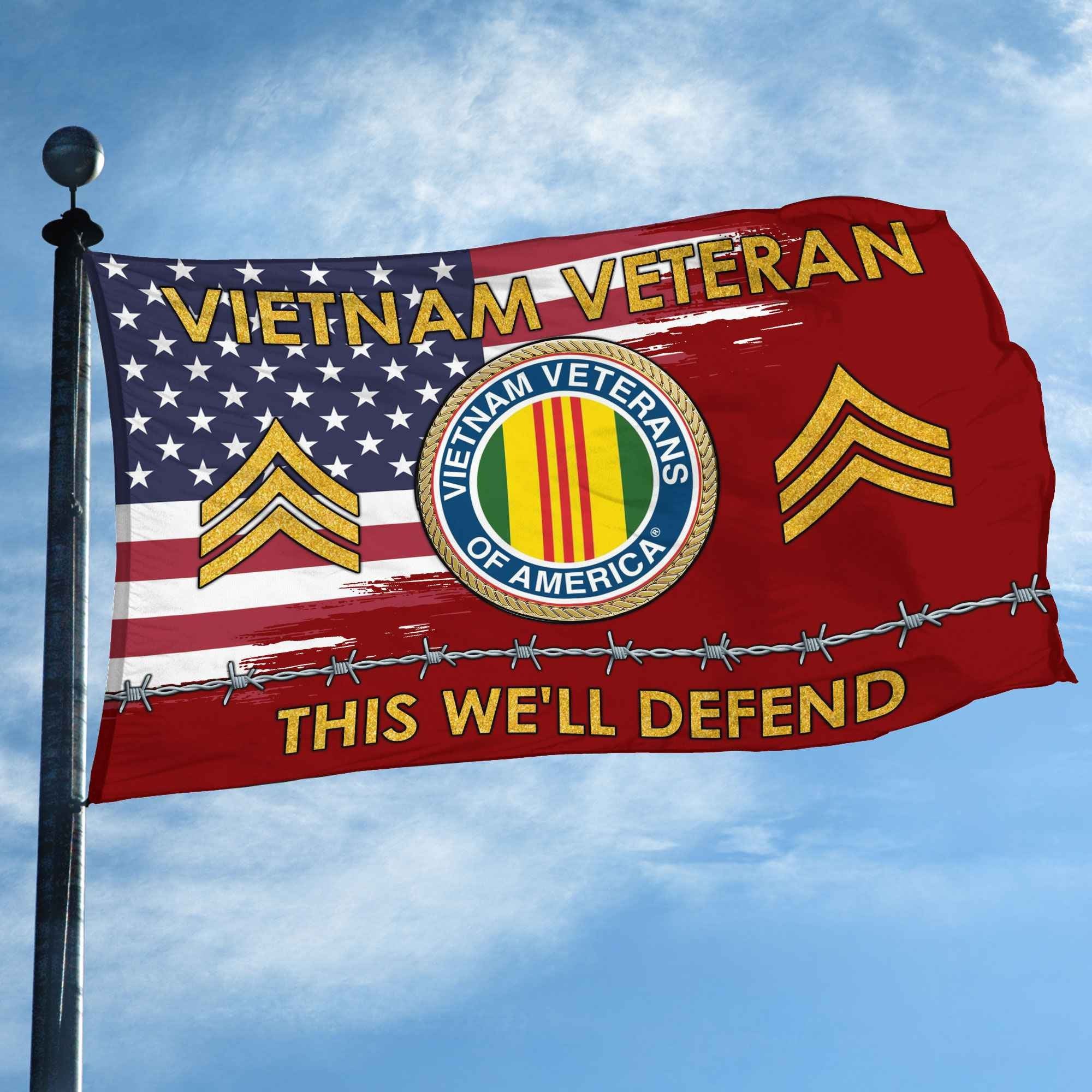 Unique Custom Name, Rank Vietnam Veteran Grommet Flag VPVC109606, Gifts For Vietnam Veteran, Gifts For Dad, For Husband, Best Gifts On Father's Day, Independence Day, Veterans Day.
