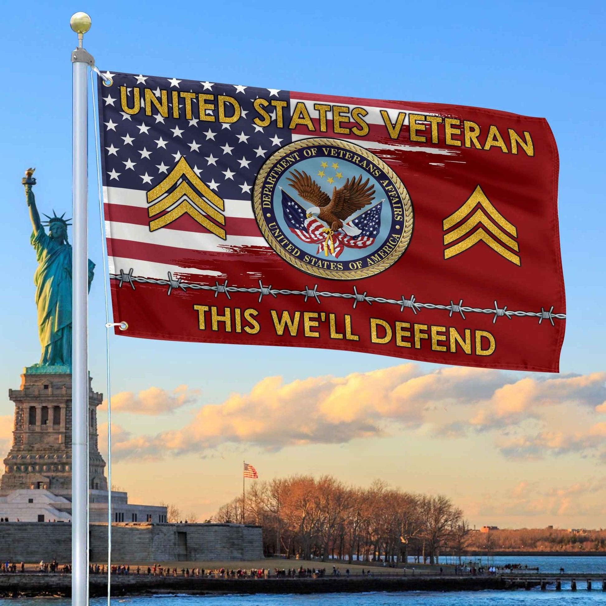 Unique Custom Name, Rank US Veteran Grommet Flag VPVC109607, Gifts For US Veteran, Gifts For Dad, For Husband, Best Gifts On Father's Day, Independence Day, Veterans Day.
