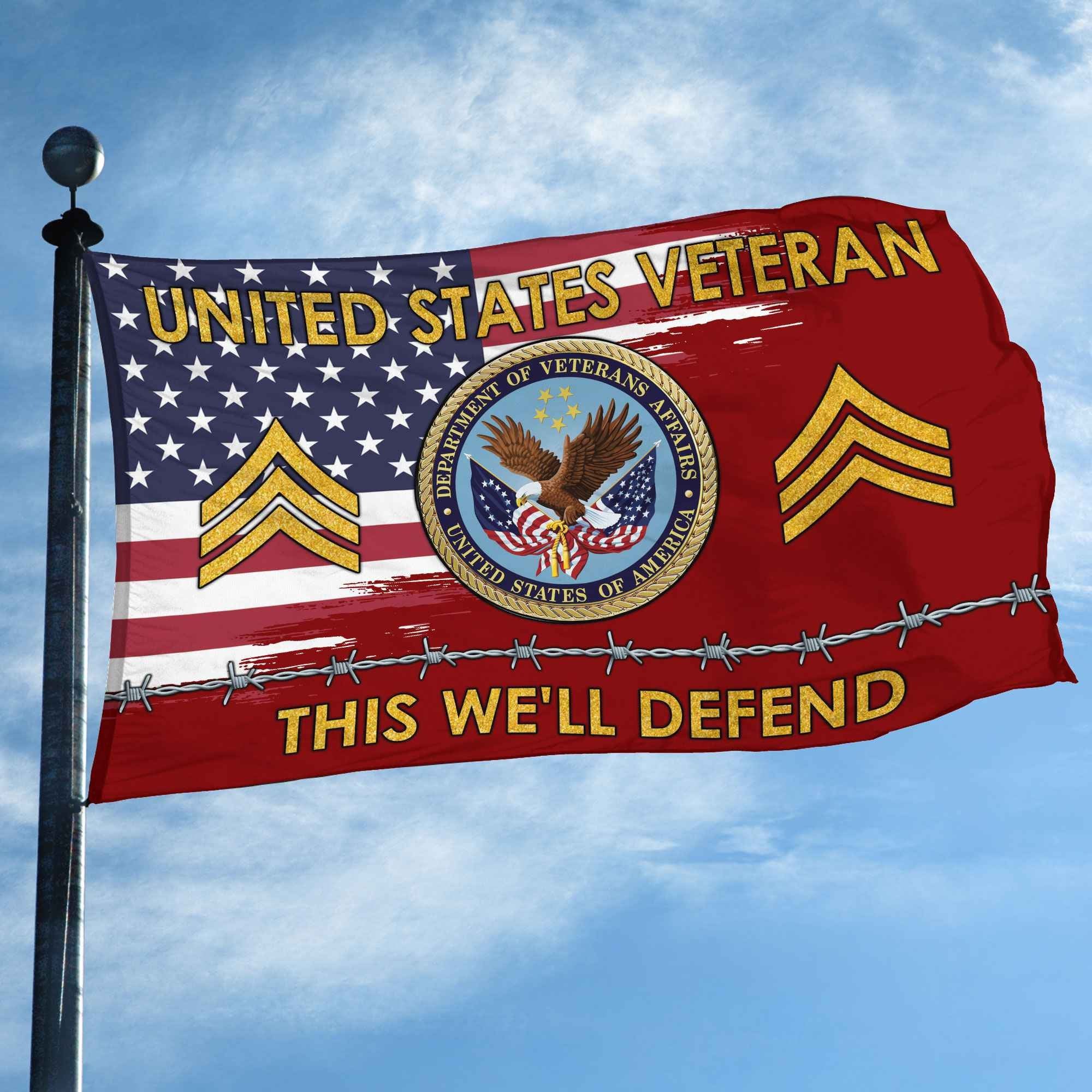 Unique Custom Name, Rank US Veteran Grommet Flag VPVC109607, Gifts For US Veteran, Gifts For Dad, For Husband, Best Gifts On Father's Day, Independence Day, Veterans Day.