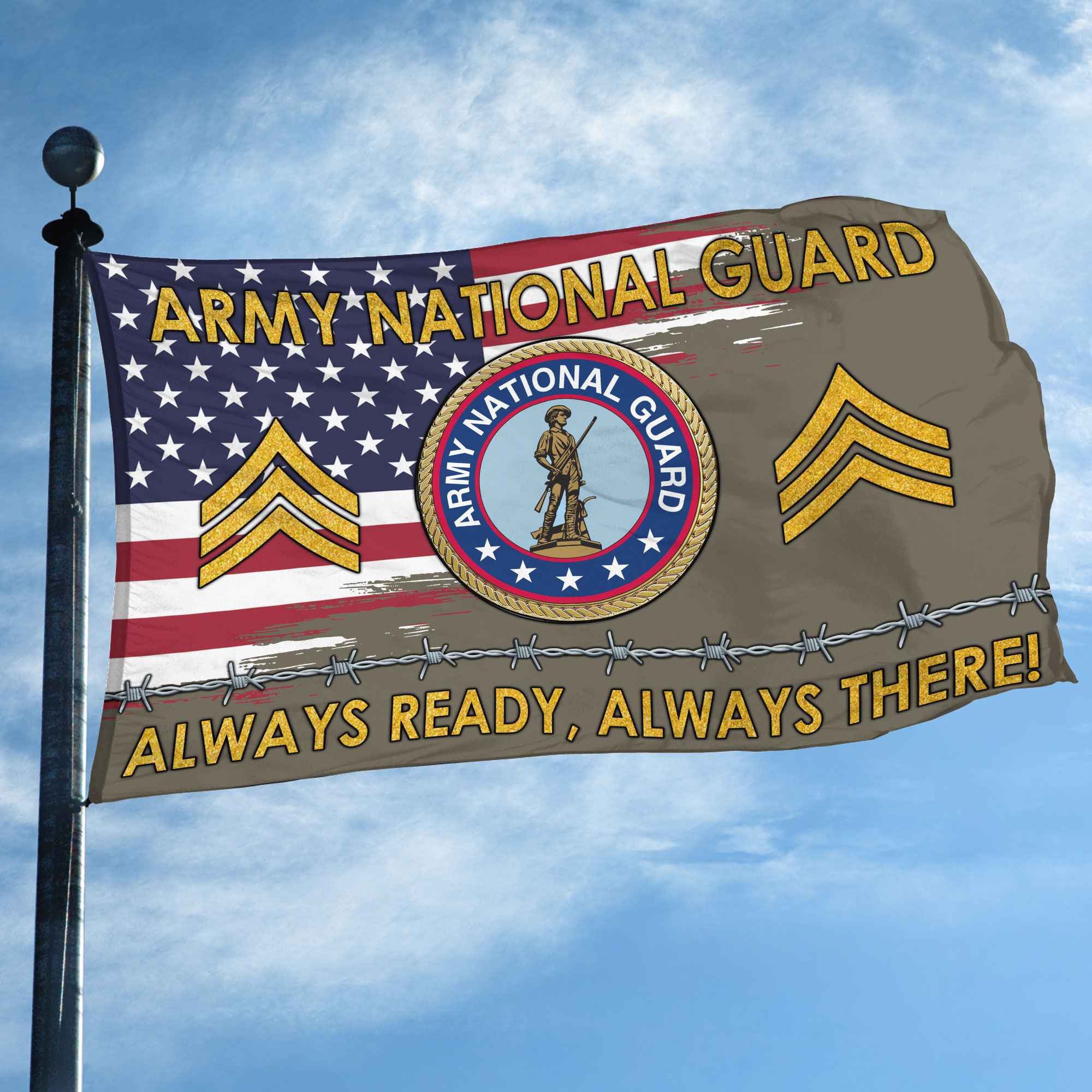 Unique Custom Name, Rank US Army National Guard Grommet Flag VPVC109608, Gifts For Army National Guard Veteran, Gifts For Dad, For Husband, Best Gifts On Father's Day, Independence Day, Veterans Day.