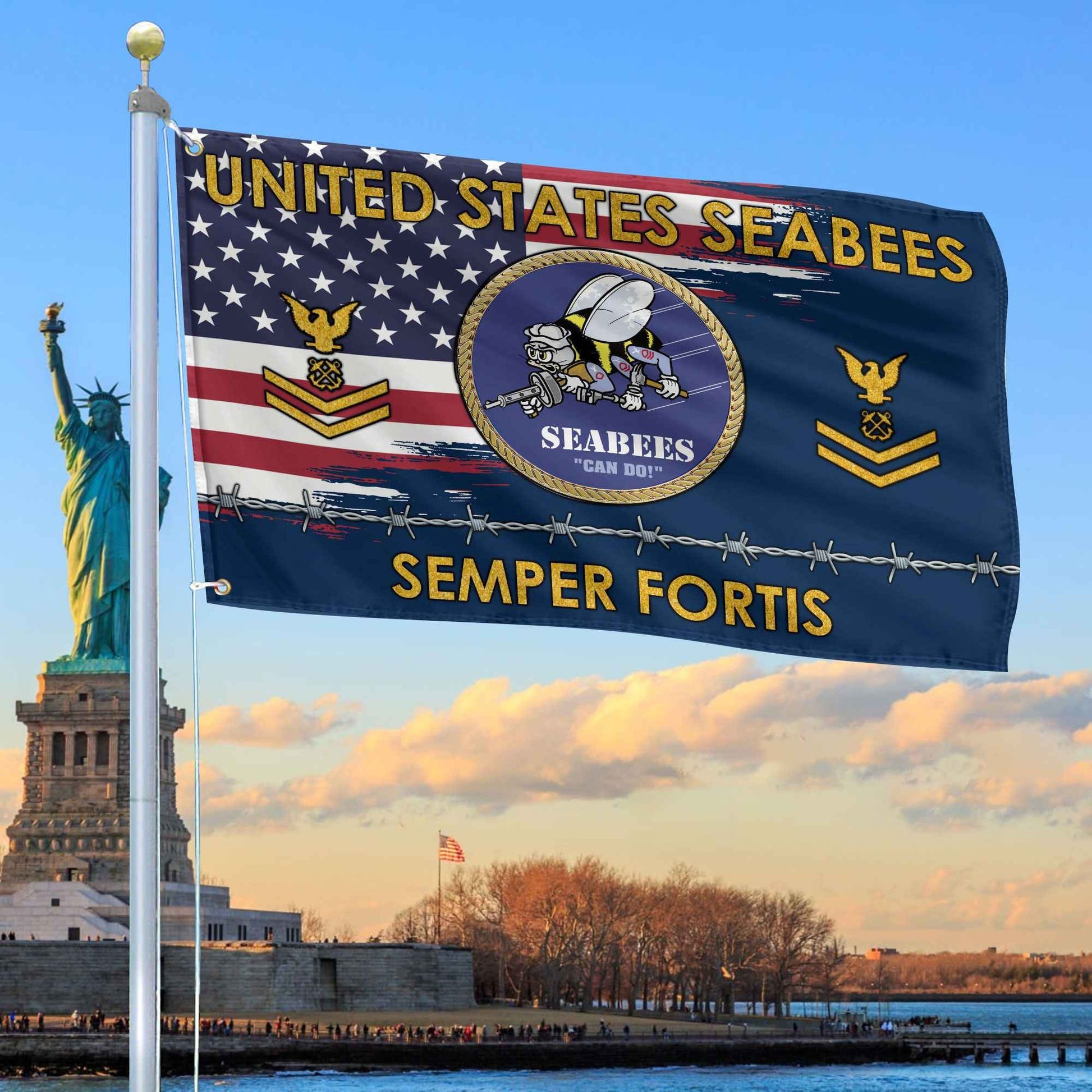 Unique Custom Name, Rank US Seabees Grommet Flag VPVC109609, Gifts For Seabees Veteran, Gifts For Dad, For Husband, Best Gifts On Father's Day, Independence Day, Veterans Day.