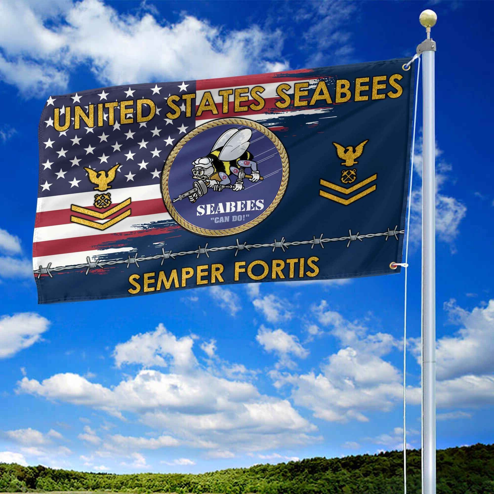 Unique Custom Name, Rank US Seabees Grommet Flag VPVC109609, Gifts For Seabees Veteran, Gifts For Dad, For Husband, Best Gifts On Father's Day, Independence Day, Veterans Day.