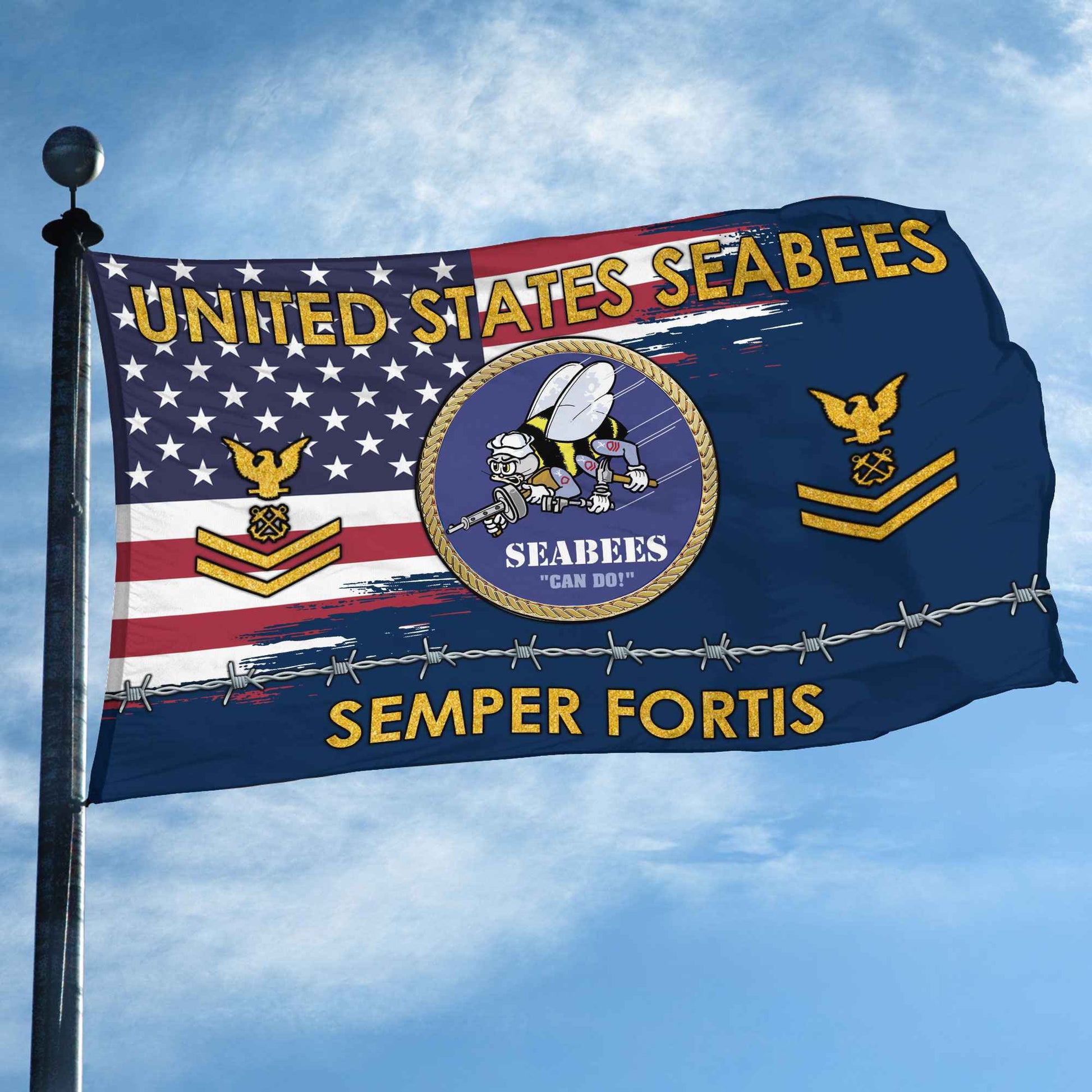 Unique Custom Name, Rank US Seabees Grommet Flag VPVC109609, Gifts For Seabees Veteran, Gifts For Dad, For Husband, Best Gifts On Father's Day, Independence Day, Veterans Day.