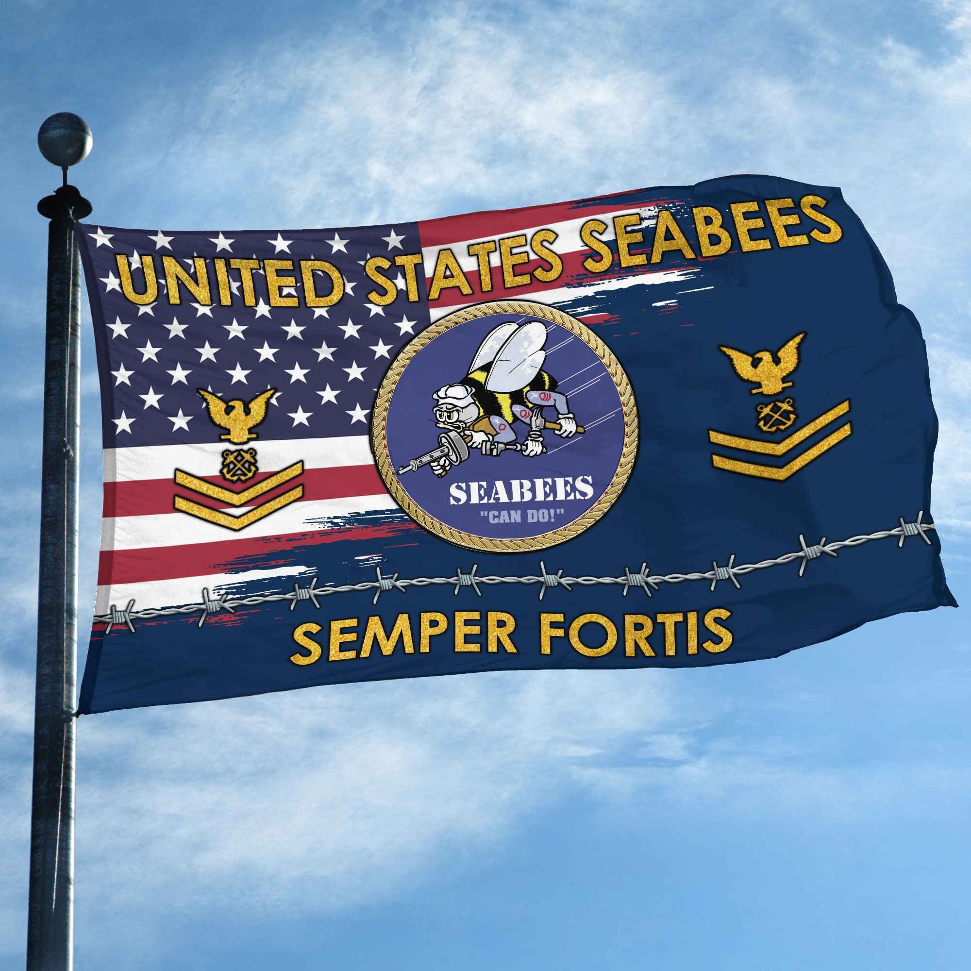 Unique Custom Name, Rank US Seabees Grommet Flag VPVC109609, Gifts For Seabees Veteran, Gifts For Dad, For Husband, Best Gifts On Father's Day, Independence Day, Veterans Day.