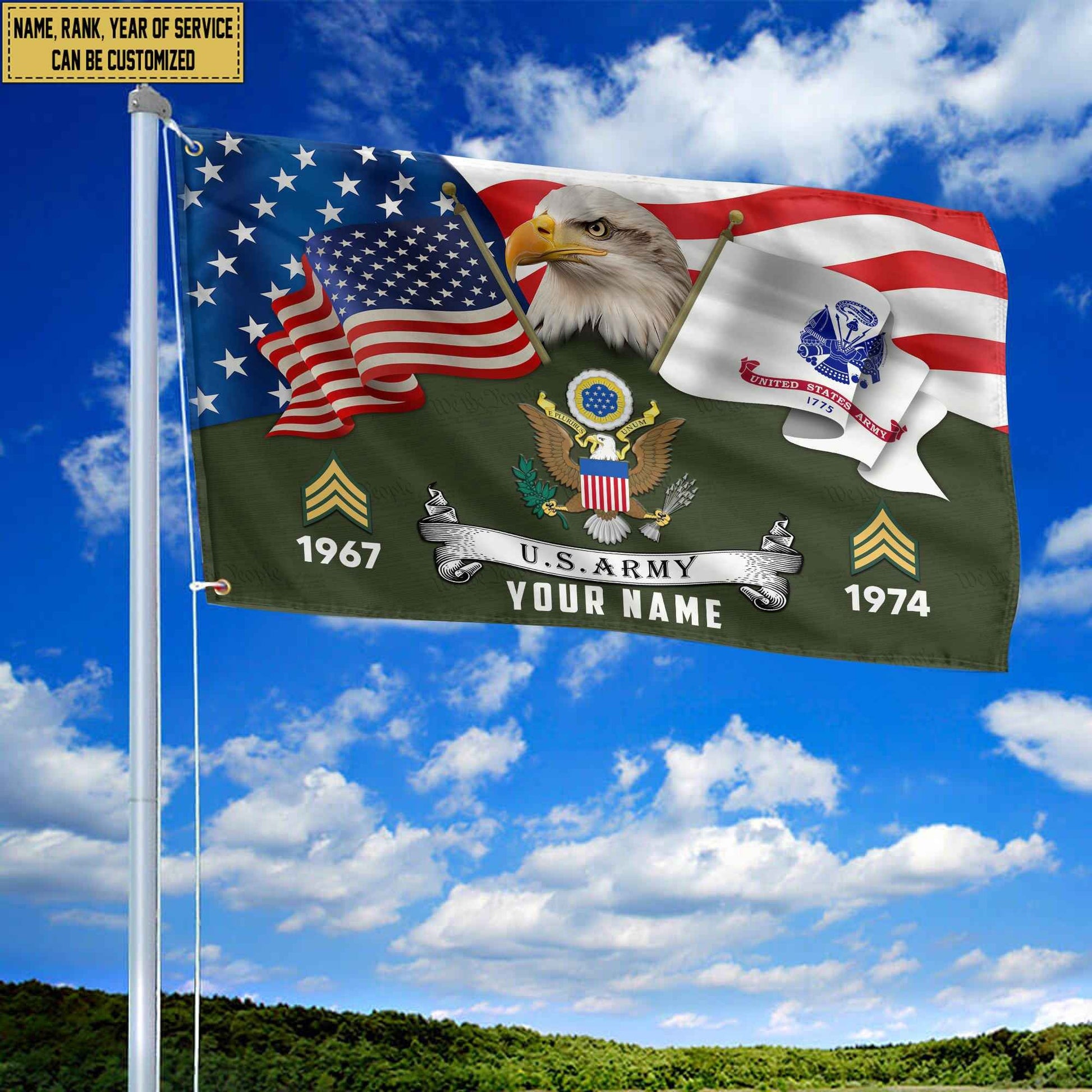 Premium Custom US Army Grommet Flag VPVC105301, Gifts For Army Veteran, Best Gifts On Father's Day, Armed Forces Day, Independence Day, Veterans Day.