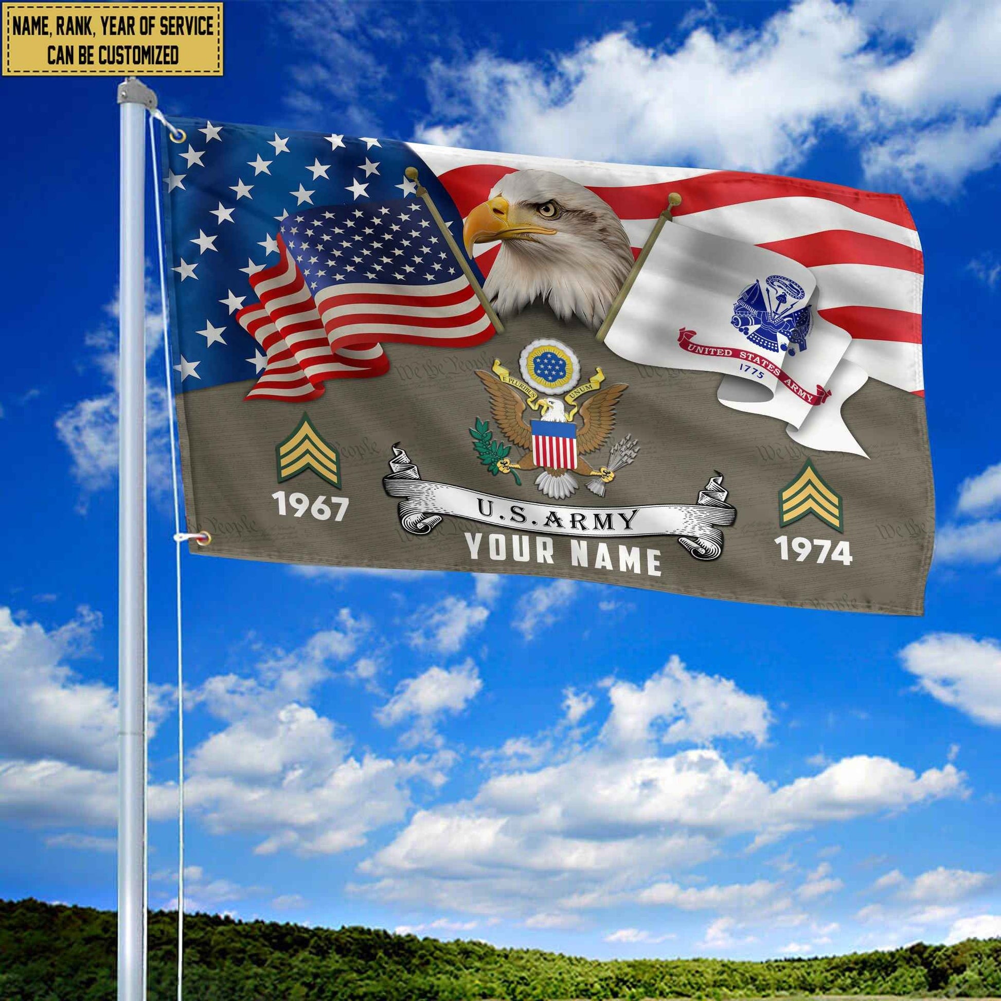 Premium Custom US Army Grommet Flag VPVC105310, Gifts For Army Veteran, Best Gifts On Father's Day, Armed Forces Day, Independence Day, Veterans Day.