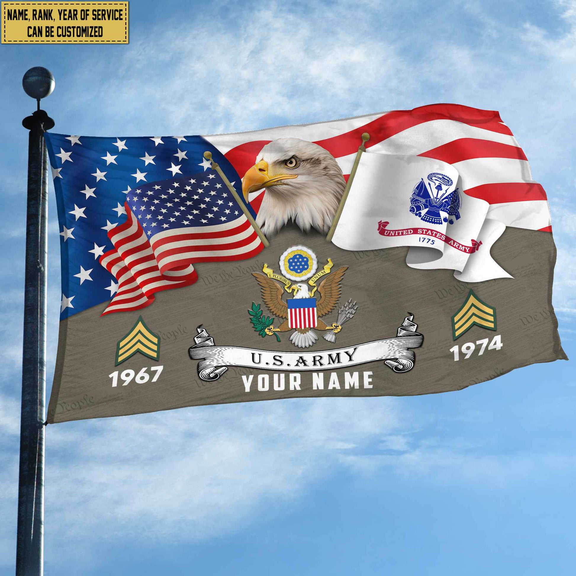 Premium Custom US Army Grommet Flag VPVC105310, Gifts For Army Veteran, Best Gifts On Father's Day, Armed Forces Day, Independence Day, Veterans Day.
