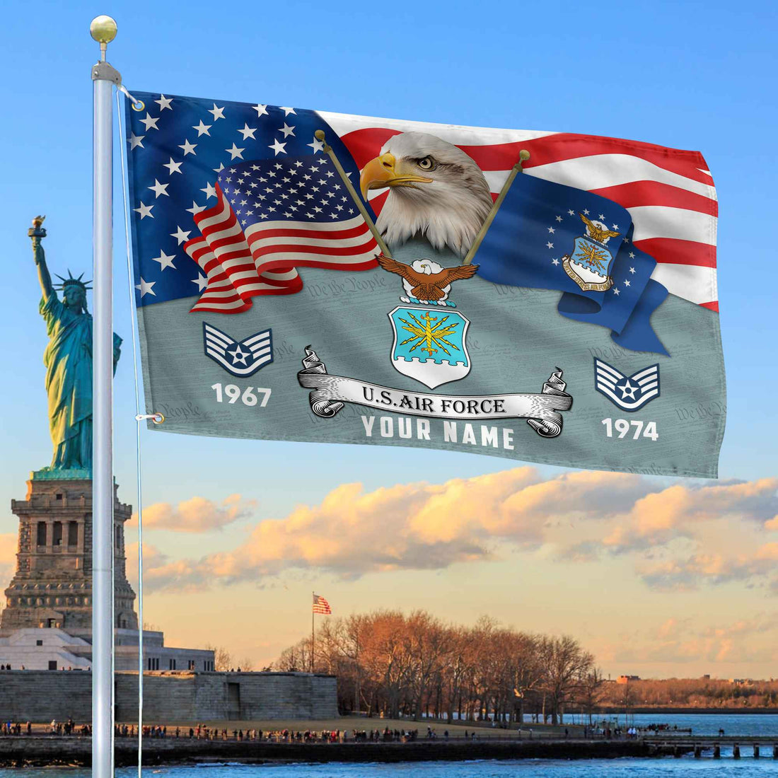Premium Custom USAF Grommet Flag VPVC105304, Gifts For Air Force Veteran, Best Gifts On Father's Day, Armed Forces Day, Independence Day, Veterans Day.