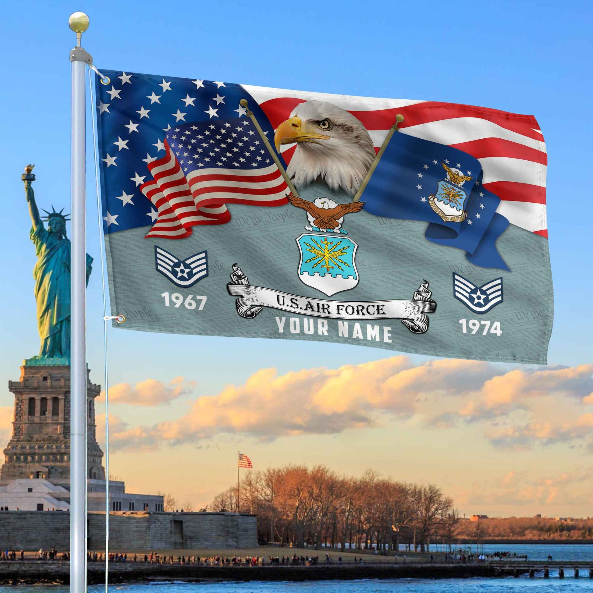 Premium Custom USAF Grommet Flag VPVC105304, Gifts For Air Force Veteran, Best Gifts On Father's Day, Armed Forces Day, Independence Day, Veterans Day.