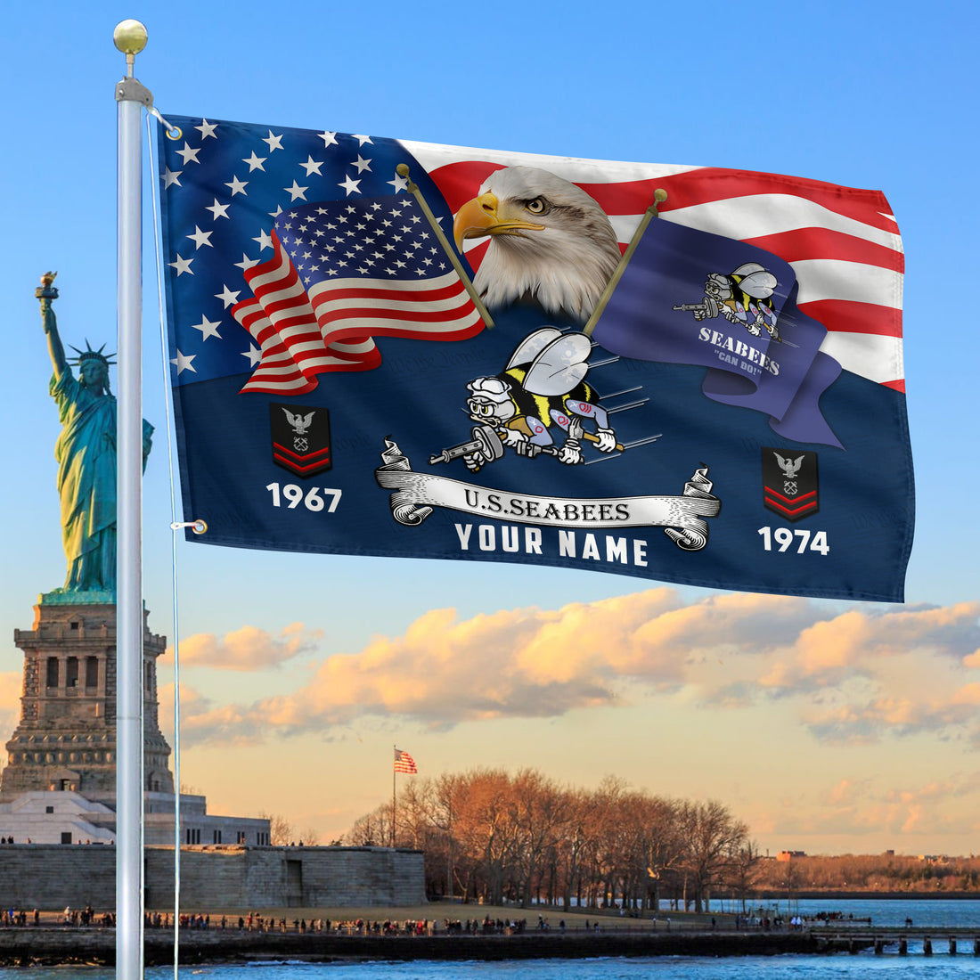Premium Custom US Seabees Grommet Flag VPVC105309, Gifts For Seabees Veteran, Best Gifts On Father's Day, Armed Forces Day, Independence Day, Veterans Day.
