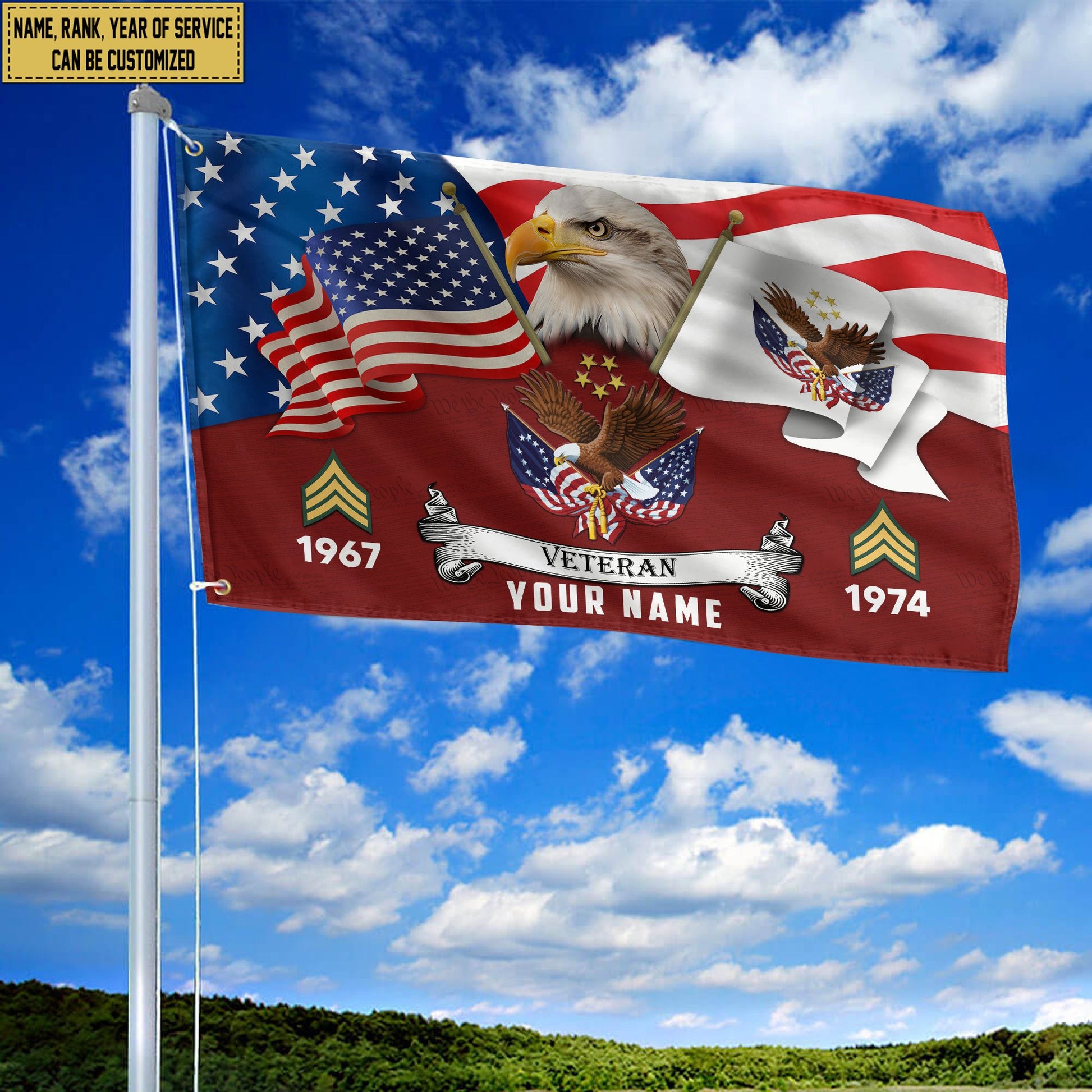 Premium Custom US Veteran Grommet Flag VPVC105307, Gifts For US Veteran, Best Gifts On Father's Day, Armed Forces Day, Independence Day, Veterans Day.