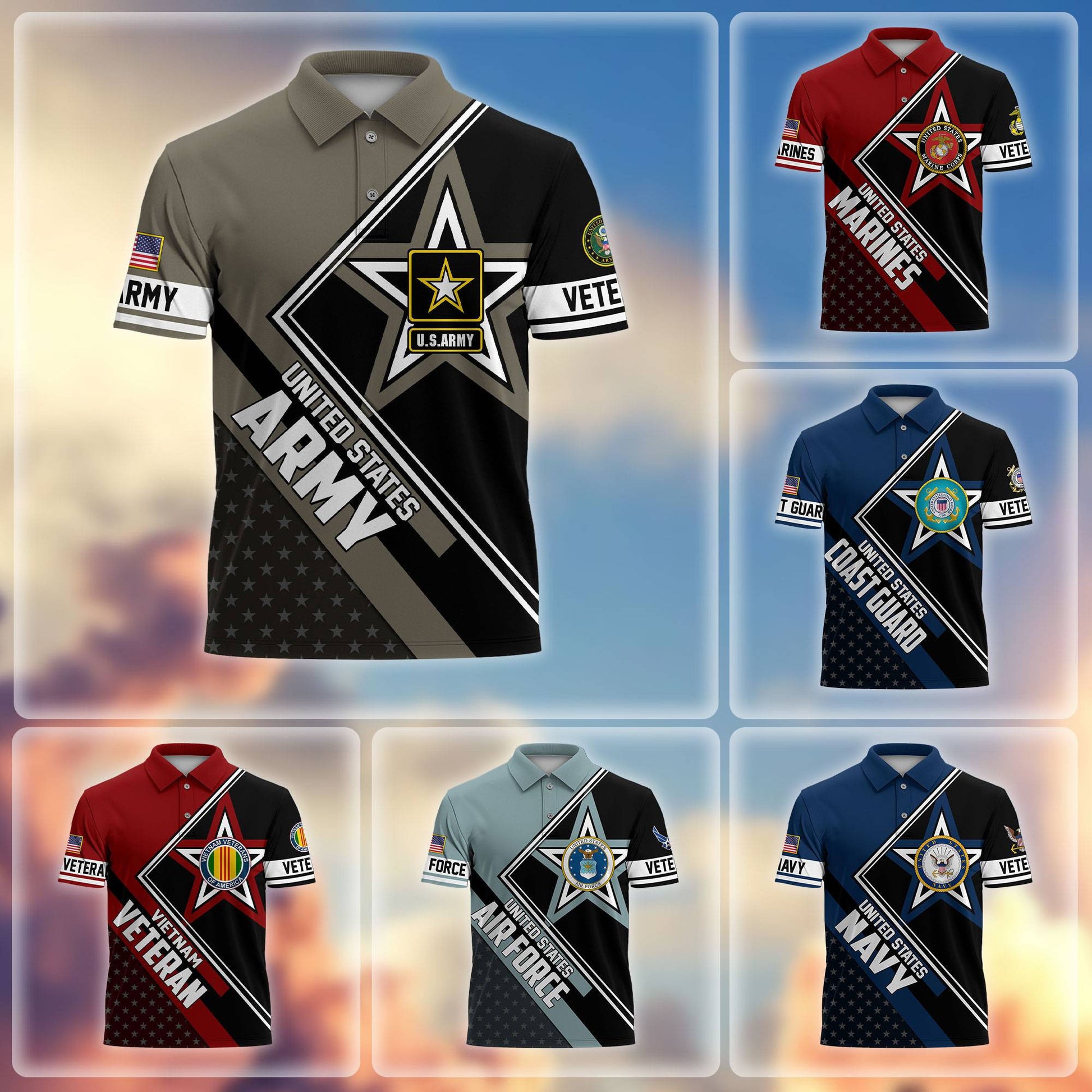 Premium US Veterans Polo Shirt BPHN120311, Gifts For US Veterans, Gifts For Dad, For Husband, Best Gifts On Father's Day, Armed Forces Day, Independence Day, Veterans Day.