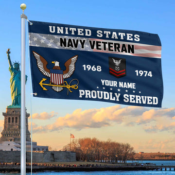 Premium US Navy Grommet Flag VPVC105502, Custom Name, Rank, Year, Gifts For Navy Veteran, Best Gifts On Father's Day, Armed Forces Day, Independence Day, Veterans Day.