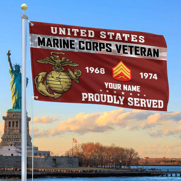 Premium USMC Grommet Flag VPVC105503, Custom Name, Rank, Year, Gifts For Marine Veteran, Best Gifts On Father's Day, Armed Forces Day, Independence Day, Veterans Day.