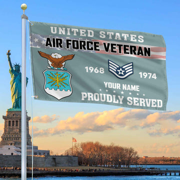 Premium USAF Grommet Flag VPVC105504, Custom Name, Rank, Year, Gifts For Air Force Veteran, Best Gifts On Father's Day, Armed Forces Day, Independence Day, Veterans Day.