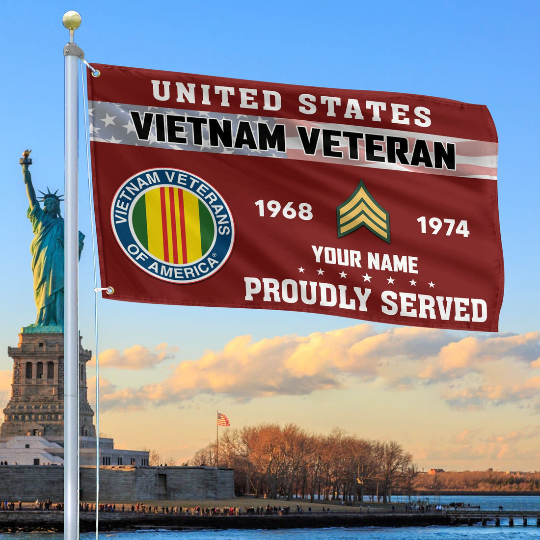 Premium Vietnam Veteran Grommet Flag VPVC105506, Custom Name, Rank, Year, Gifts For Vietnam Veteran, Best Gifts On Father's Day, Armed Forces Day, Independence Day, Veterans Day.