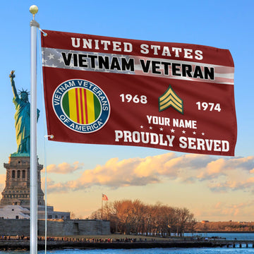Premium Vietnam Veteran Grommet Flag VPVC105506, Custom Name, Rank, Year, Gifts For Vietnam Veteran, Best Gifts On Father's Day, Armed Forces Day, Independence Day, Veterans Day.