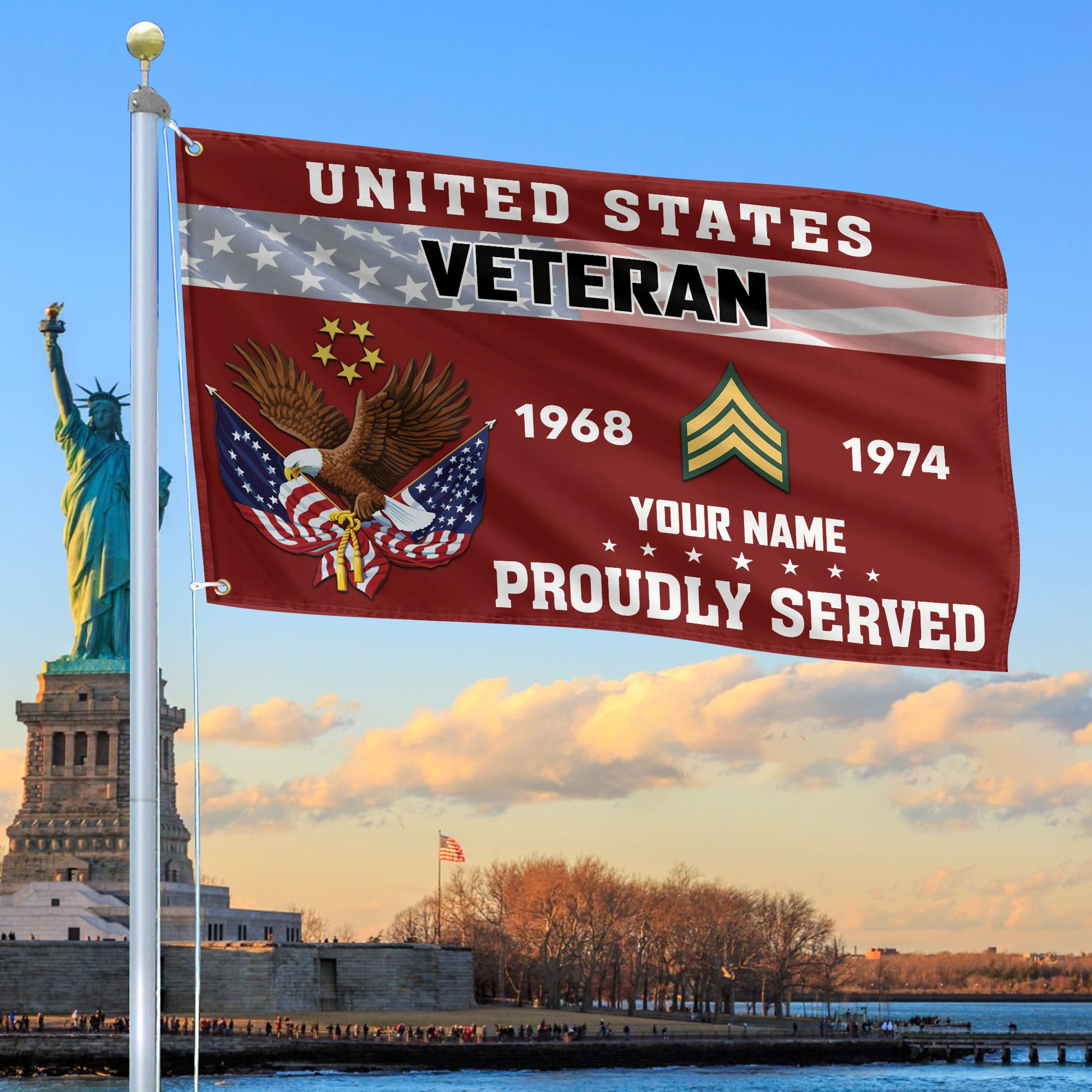 Premium US Veteran Grommet Flag VPVC105507, Custom Name, Rank, Year, Gifts For US Veteran, Best Gifts On Father's Day, Armed Forces Day, Independence Day, Veterans Day.