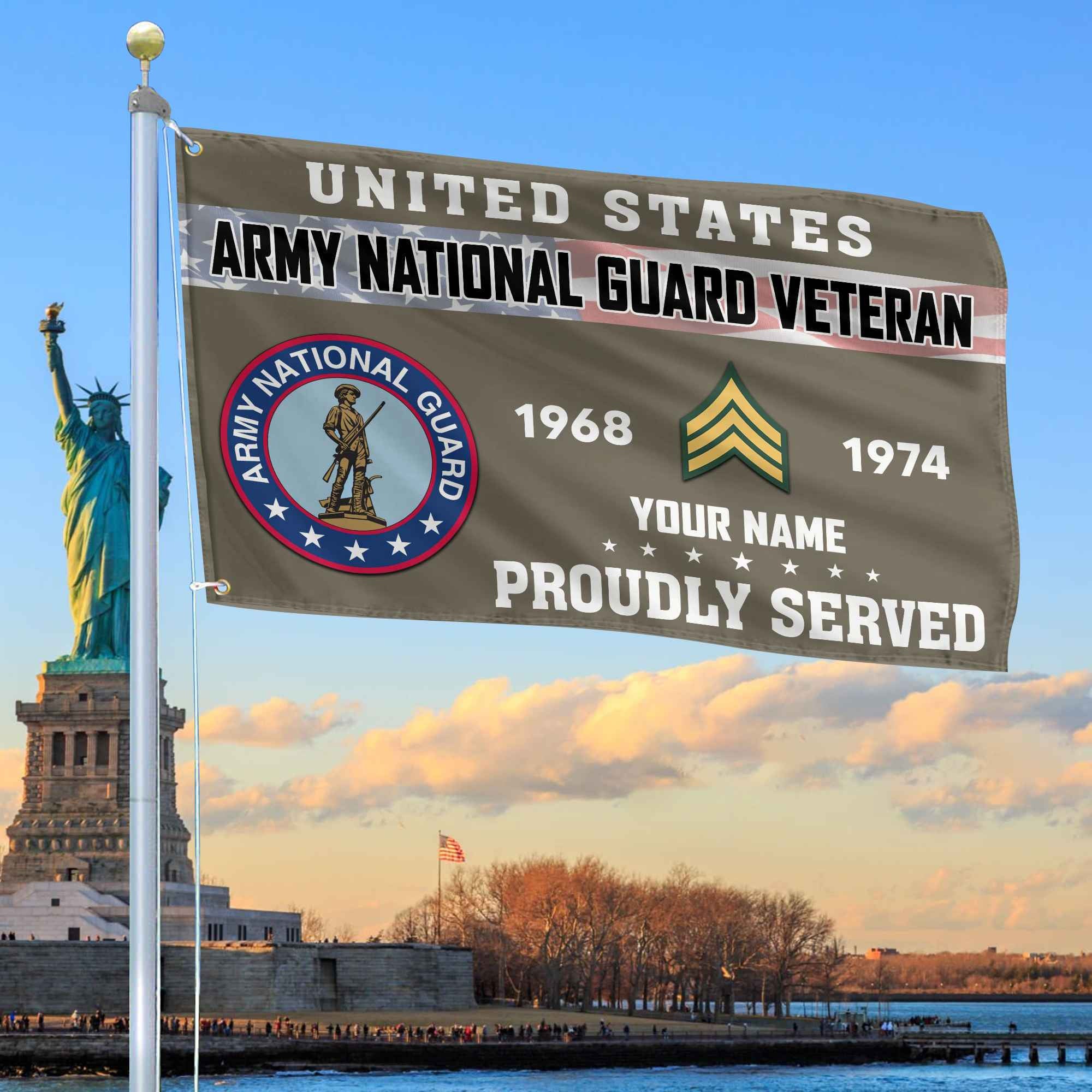 Premium US Army National Guard Grommet Flag VPVC105508, Custom Name, Rank, Year, Gifts For Army National Guard Veteran, Best Gifts On Father's Day, Armed Forces Day, Independence Day, Veterans Day.