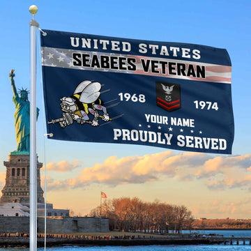 Premium US Seabees Grommet Flag VPVC105509, Custom Name, Rank, Year, Gifts For Seabees Veteran, Best Gifts On Father's Day, Armed Forces Day, Independence Day, Veterans Day.