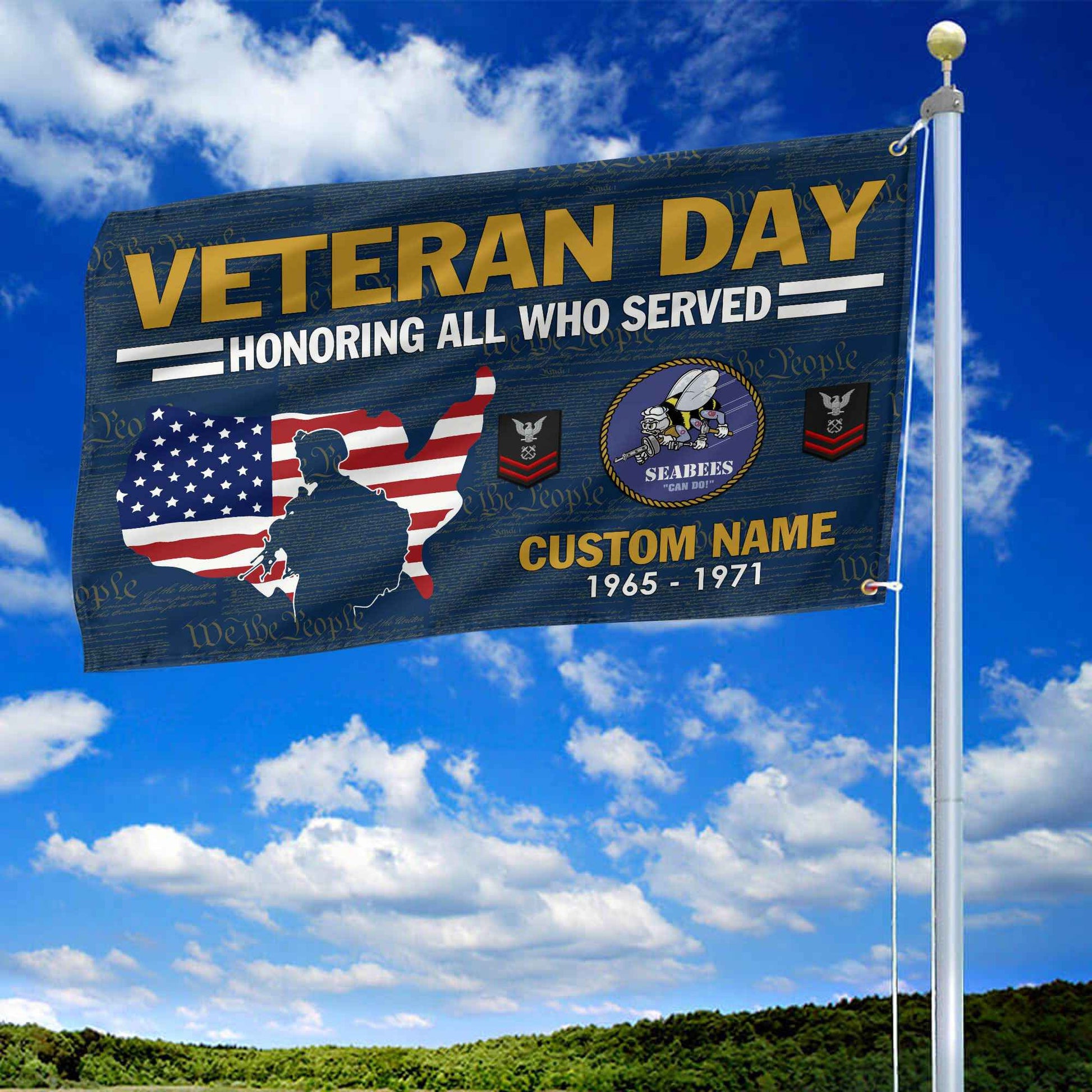 Premium Custom US Seabees Grommet Flag VPVC105609, Gifts For Seabees Veteran, Gifts For Dad, For Husband, Best Gifts On Father's Day, Armed Forces Day, Independence Day, Veterans Day.