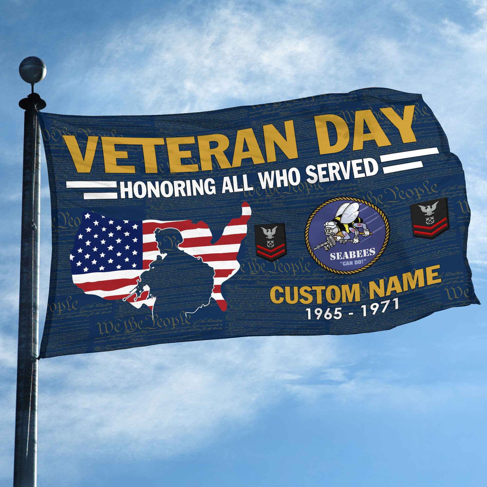 Premium Custom US Seabees Grommet Flag VPVC105609, Gifts For Seabees Veteran, Gifts For Dad, For Husband, Best Gifts On Father's Day, Armed Forces Day, Independence Day, Veterans Day.