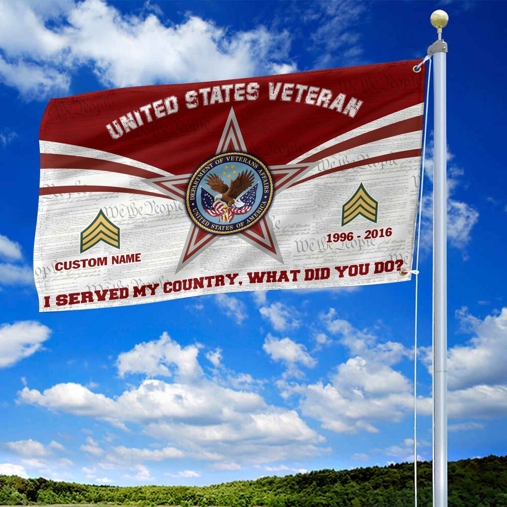 Premium Custom US Veteran Grommet Flag VPVC105807, Gifts For US Veteran, Best Gifts On Father's Day, Armed Forces Day, Independence Day, Veterans Day.