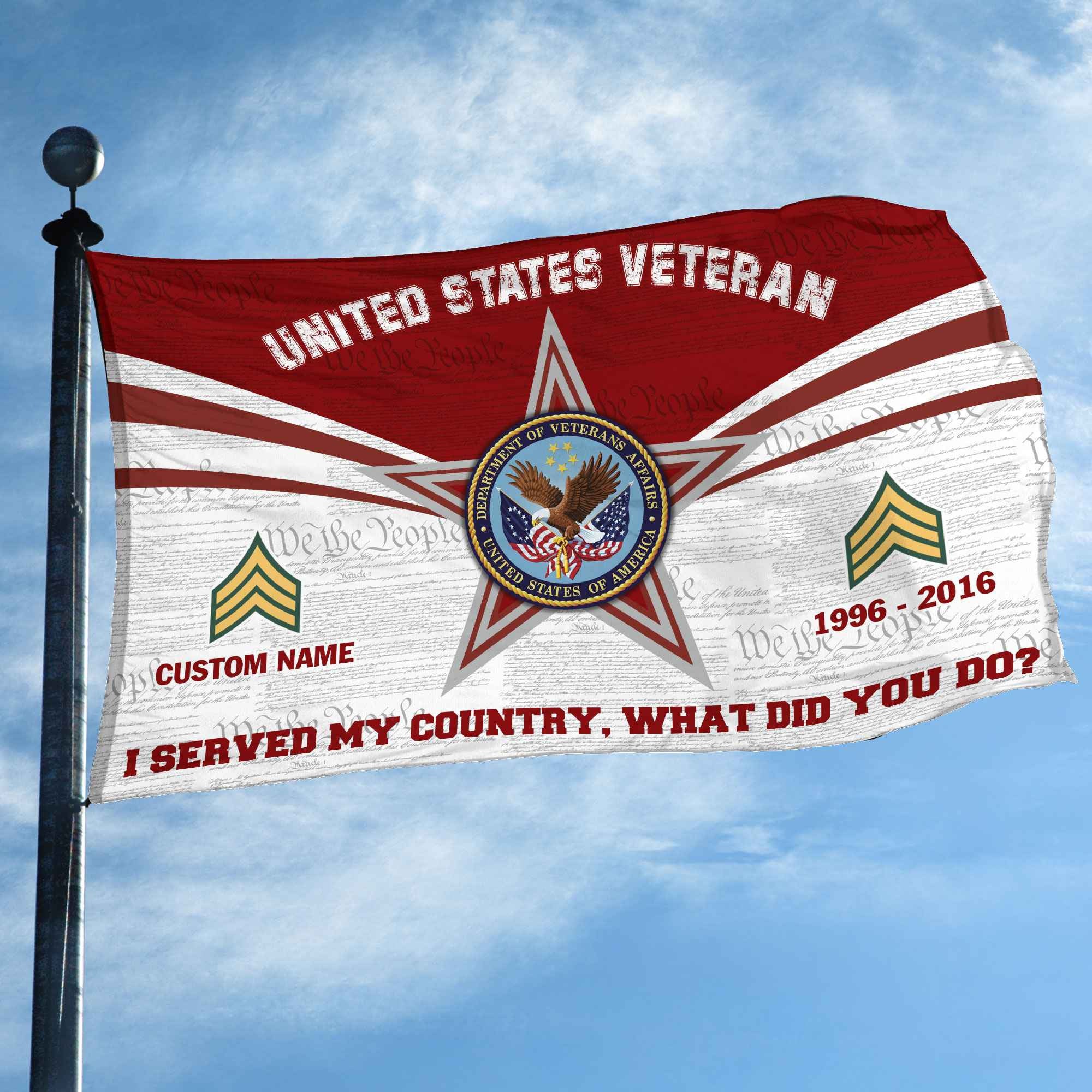Premium Custom US Veteran Grommet Flag VPVC105807, Gifts For US Veteran, Best Gifts On Father's Day, Armed Forces Day, Independence Day, Veterans Day.
