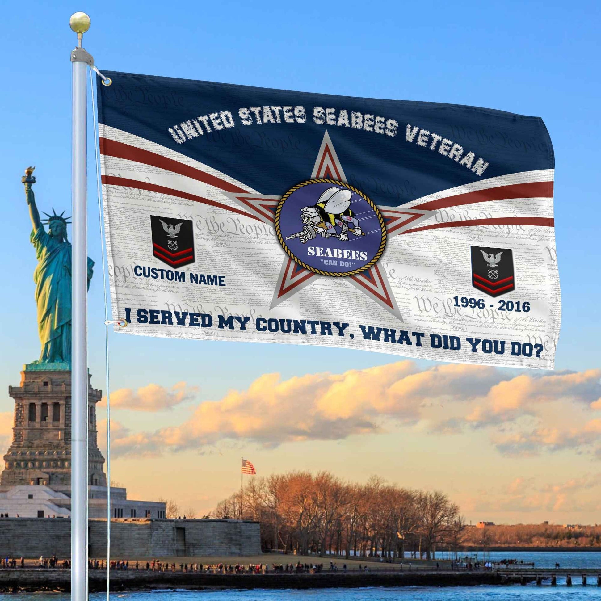 Premium Custom US Seabees Grommet Flag VPVC105809, Gifts For Seabees Veteran, Best Gifts On Father's Day, Armed Forces Day, Independence Day, Veterans Day.