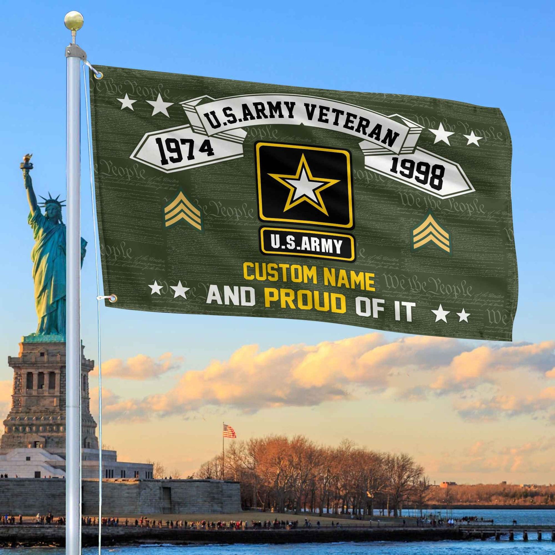Unique Custom Name, Rank, Year US Army Grommet Flag VPVC107001, Gifts For Army Veteran, Gifts For Dad, For Husband, Best Gifts On Father's Day, Independence Day, Veterans Day.