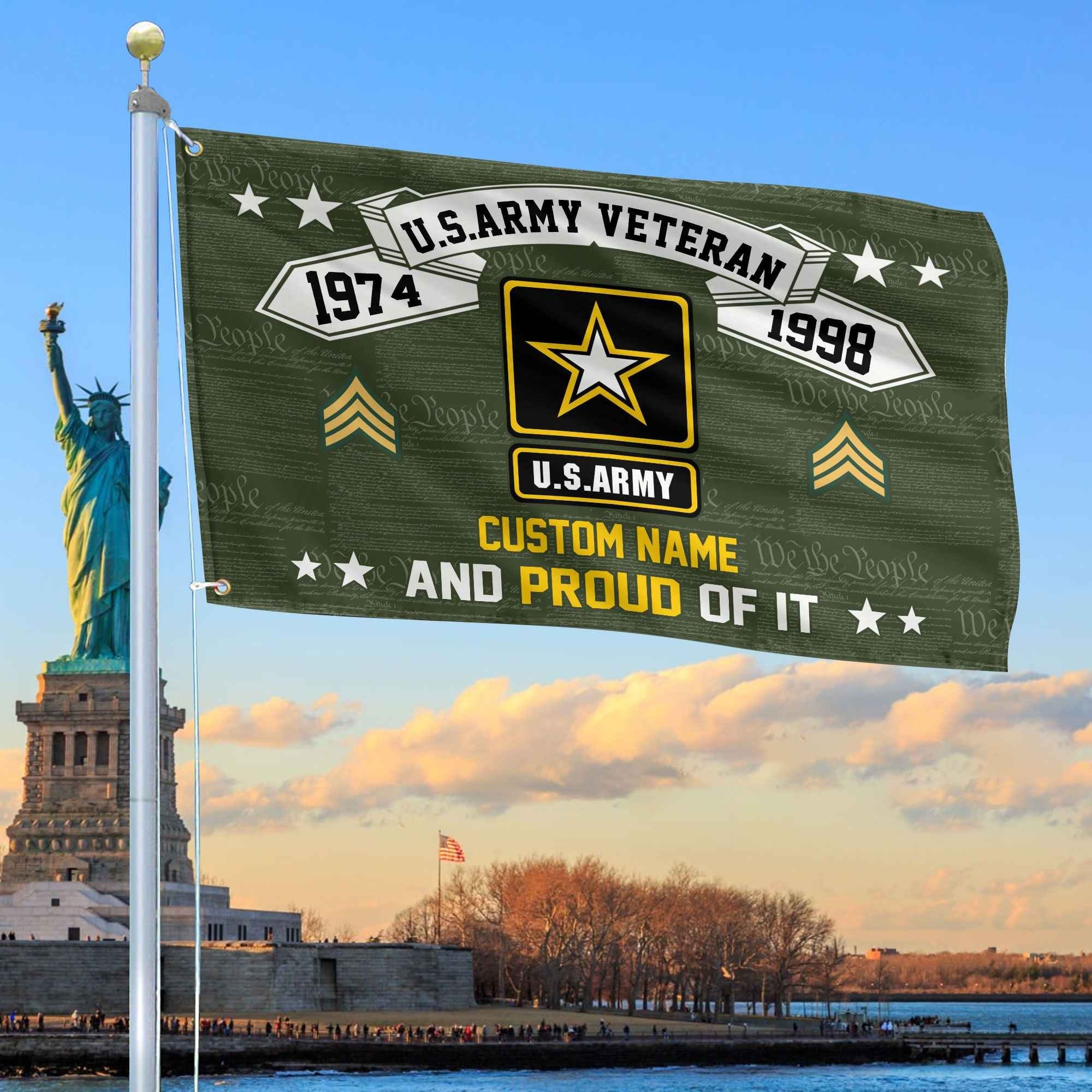 Unique Custom Name, Rank, Year US Army Grommet Flag VPVC107001, Gifts For Army Veteran, Gifts For Dad, For Husband, Best Gifts On Father's Day, Independence Day, Veterans Day.