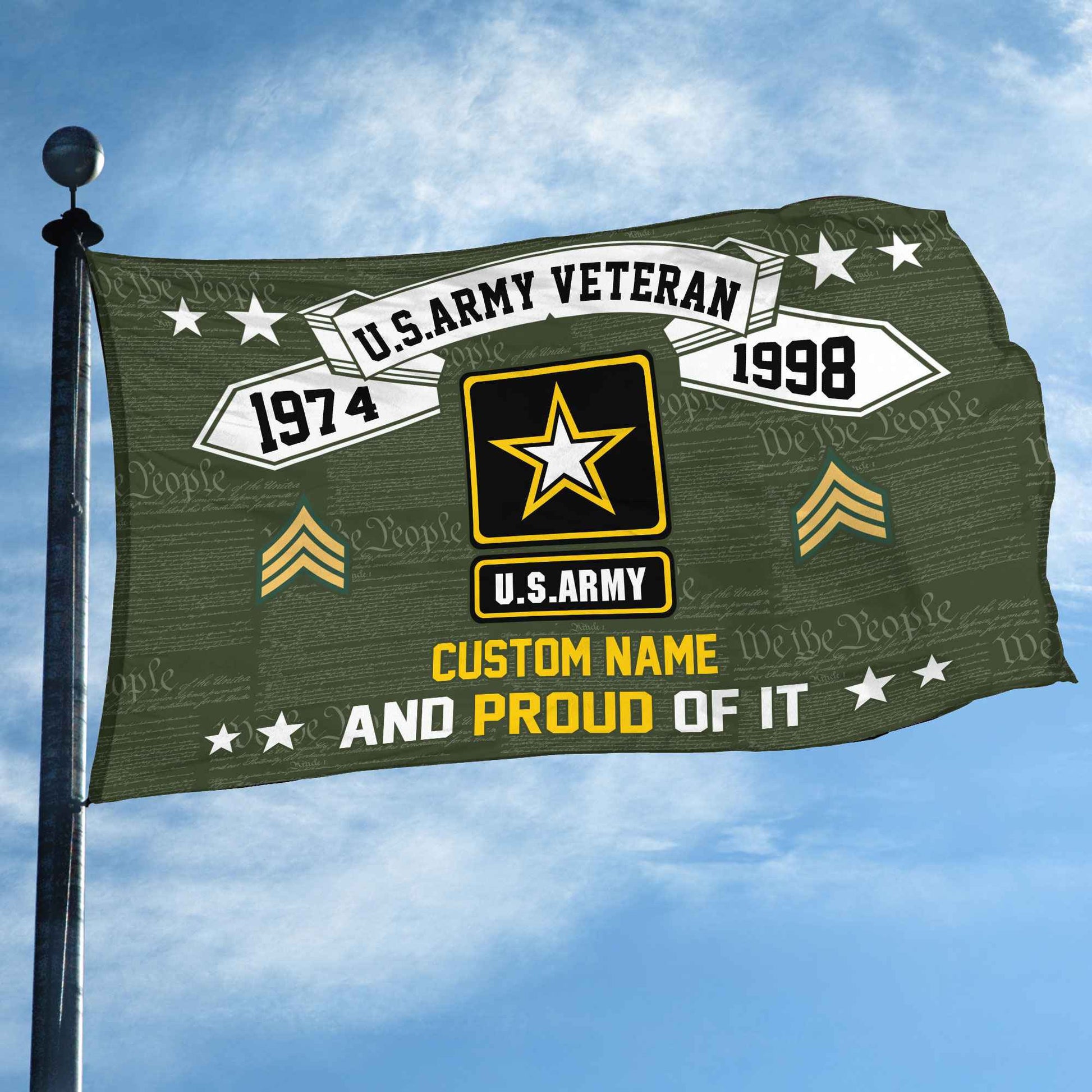 Unique Custom Name, Rank, Year US Army Grommet Flag VPVC107001, Gifts For Army Veteran, Gifts For Dad, For Husband, Best Gifts On Father's Day, Independence Day, Veterans Day.