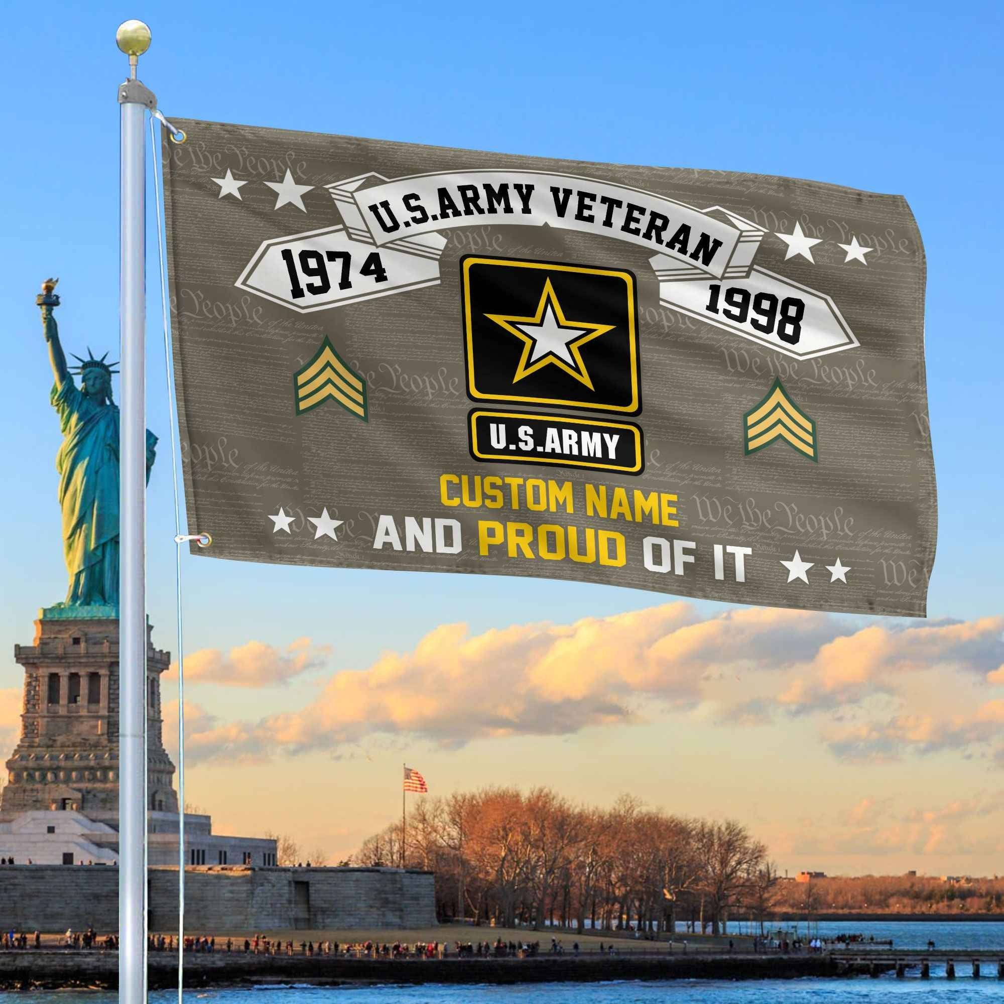Unique Custom Name, Rank, Year US Army Grommet Flag VPVC107010, Gifts For Army Veteran, Gifts For Dad, For Husband, Best Gifts On Father's Day, Independence Day, Veterans Day.