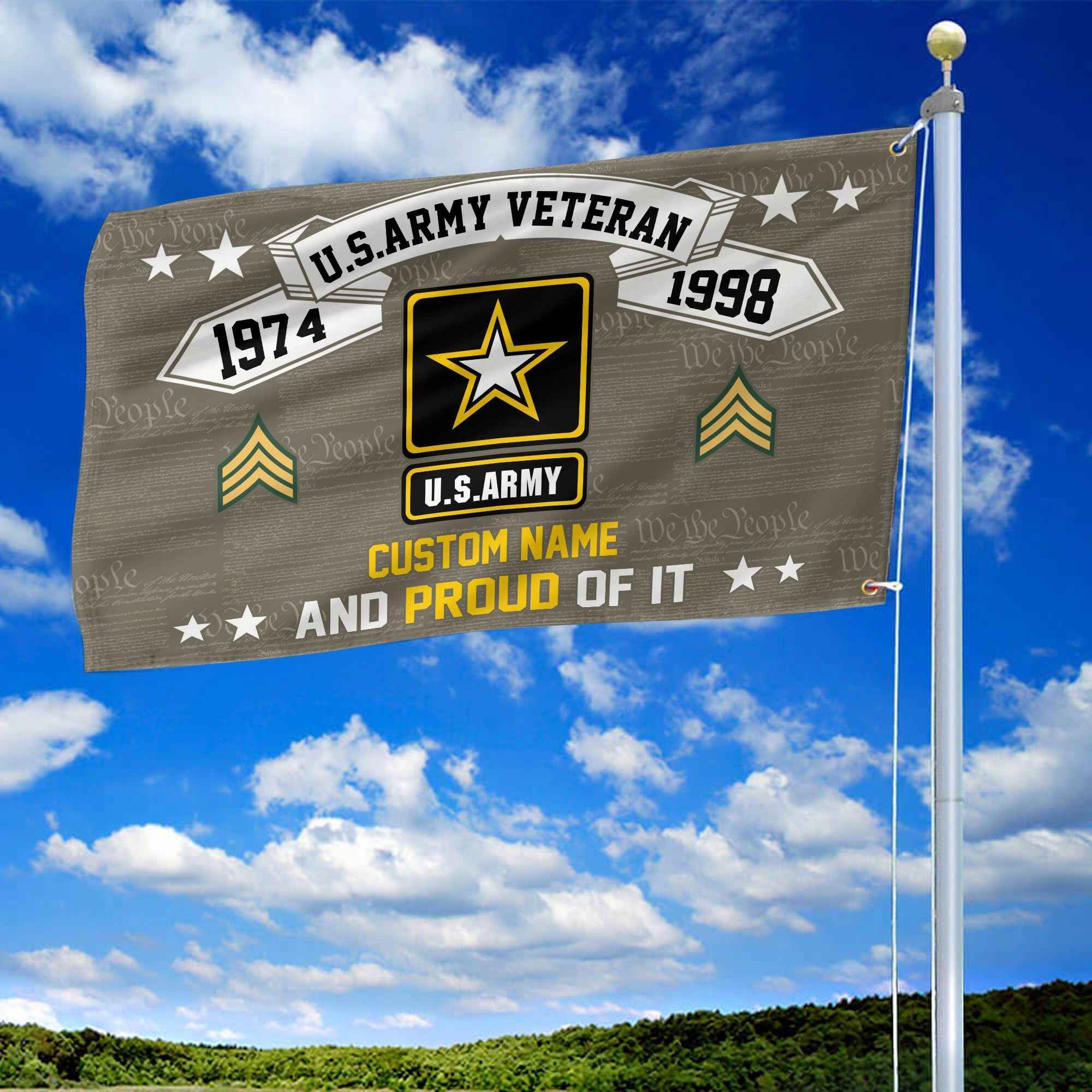 Unique Custom Name, Rank, Year US Army Grommet Flag VPVC107010, Gifts For Army Veteran, Gifts For Dad, For Husband, Best Gifts On Father's Day, Independence Day, Veterans Day.
