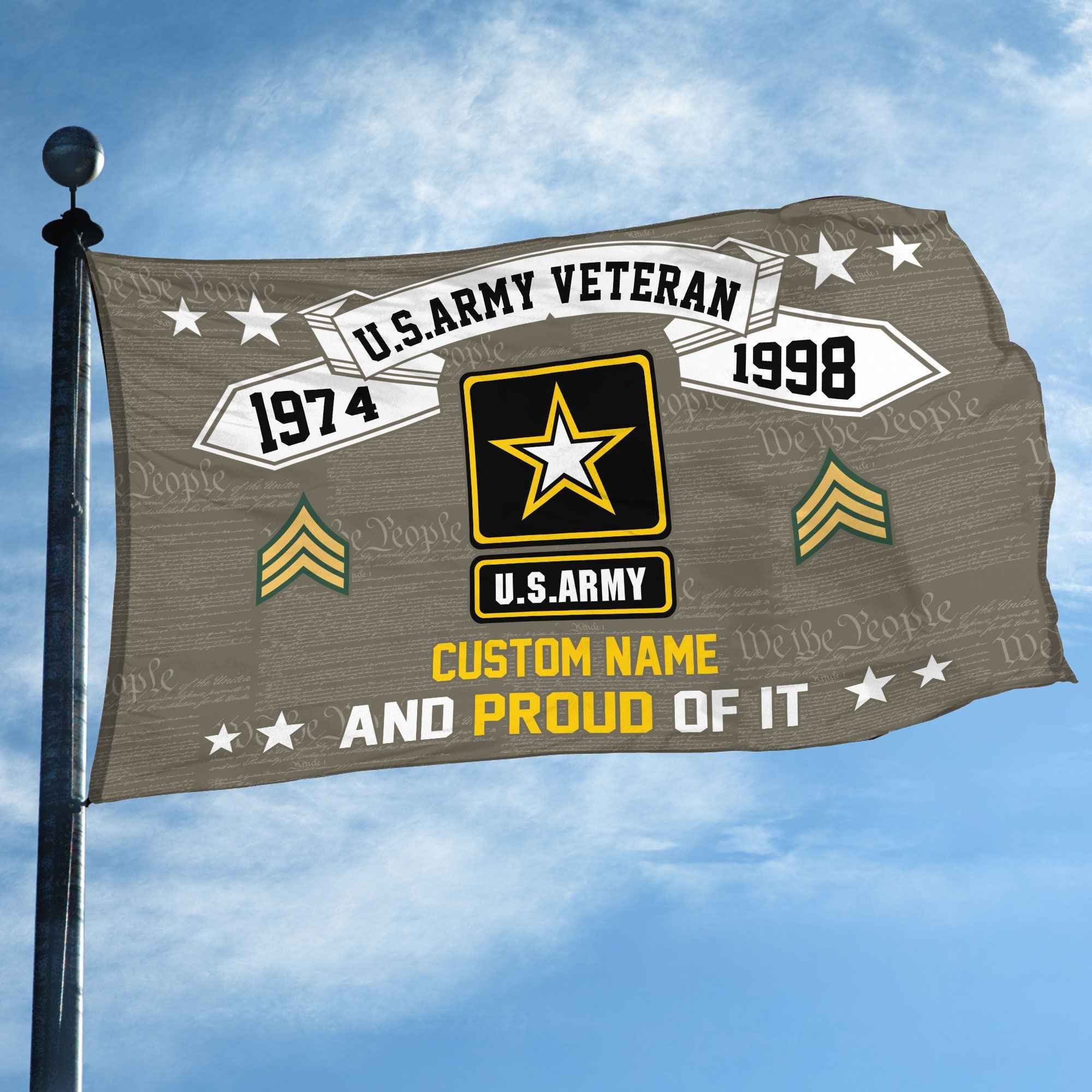 Unique Custom Name, Rank, Year US Army Grommet Flag VPVC107010, Gifts For Army Veteran, Gifts For Dad, For Husband, Best Gifts On Father's Day, Independence Day, Veterans Day.