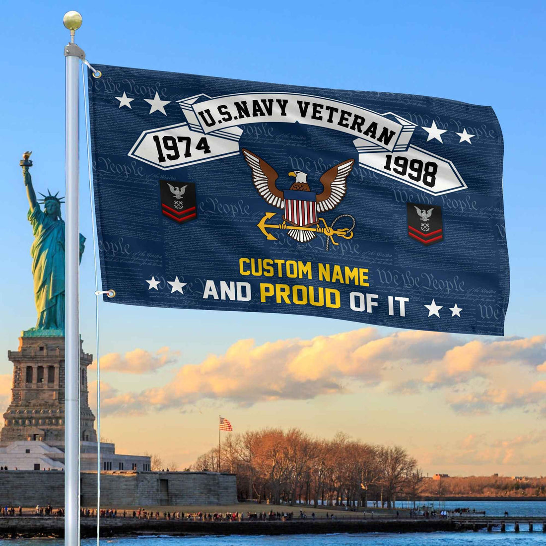 Unique Custom Name, Rank, Year US Navy Grommet Flag VPVC107002, Gifts For Navy Veteran, Gifts For Dad, For Husband, Best Gifts On Father's Day, Independence Day, Veterans Day.