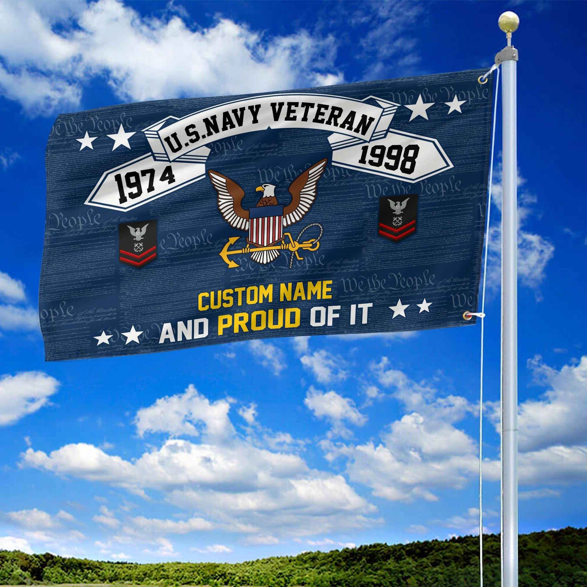 Unique Custom Name, Rank, Year US Navy Grommet Flag VPVC107002, Gifts For Navy Veteran, Gifts For Dad, For Husband, Best Gifts On Father's Day, Independence Day, Veterans Day.