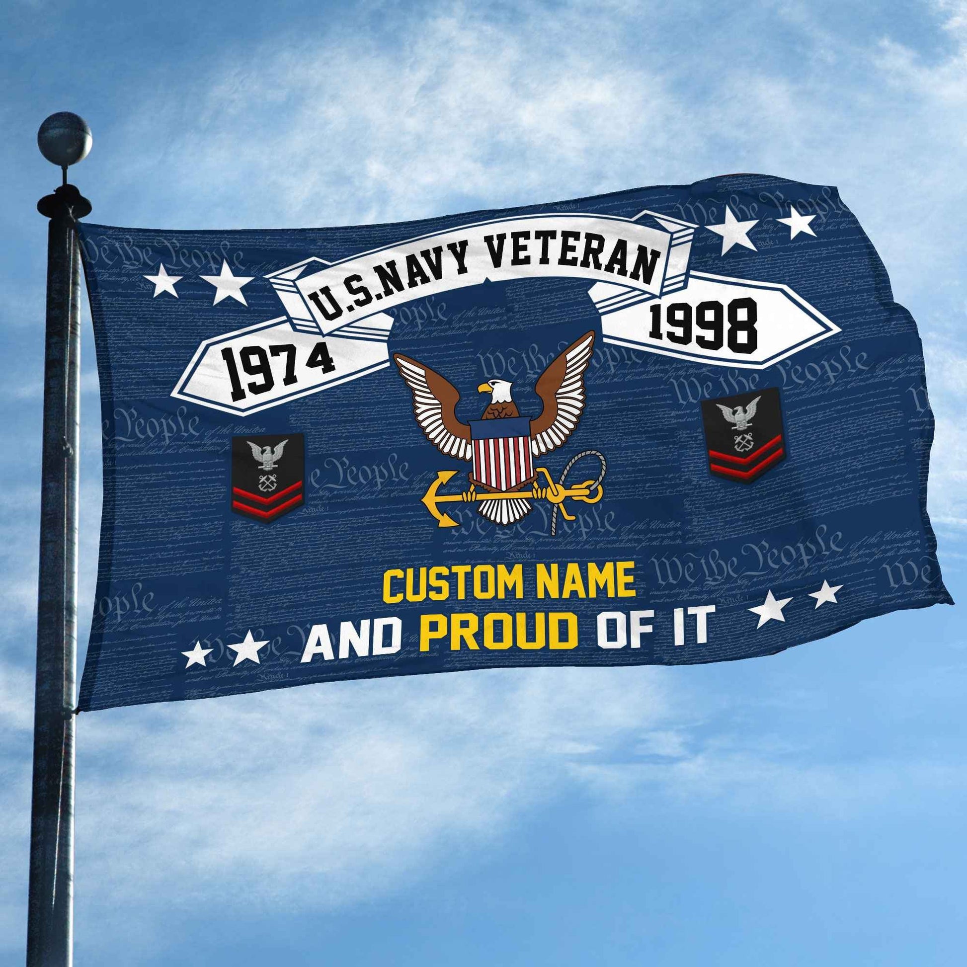 Unique Custom Name, Rank, Year US Navy Grommet Flag VPVC107002, Gifts For Navy Veteran, Gifts For Dad, For Husband, Best Gifts On Father's Day, Independence Day, Veterans Day.