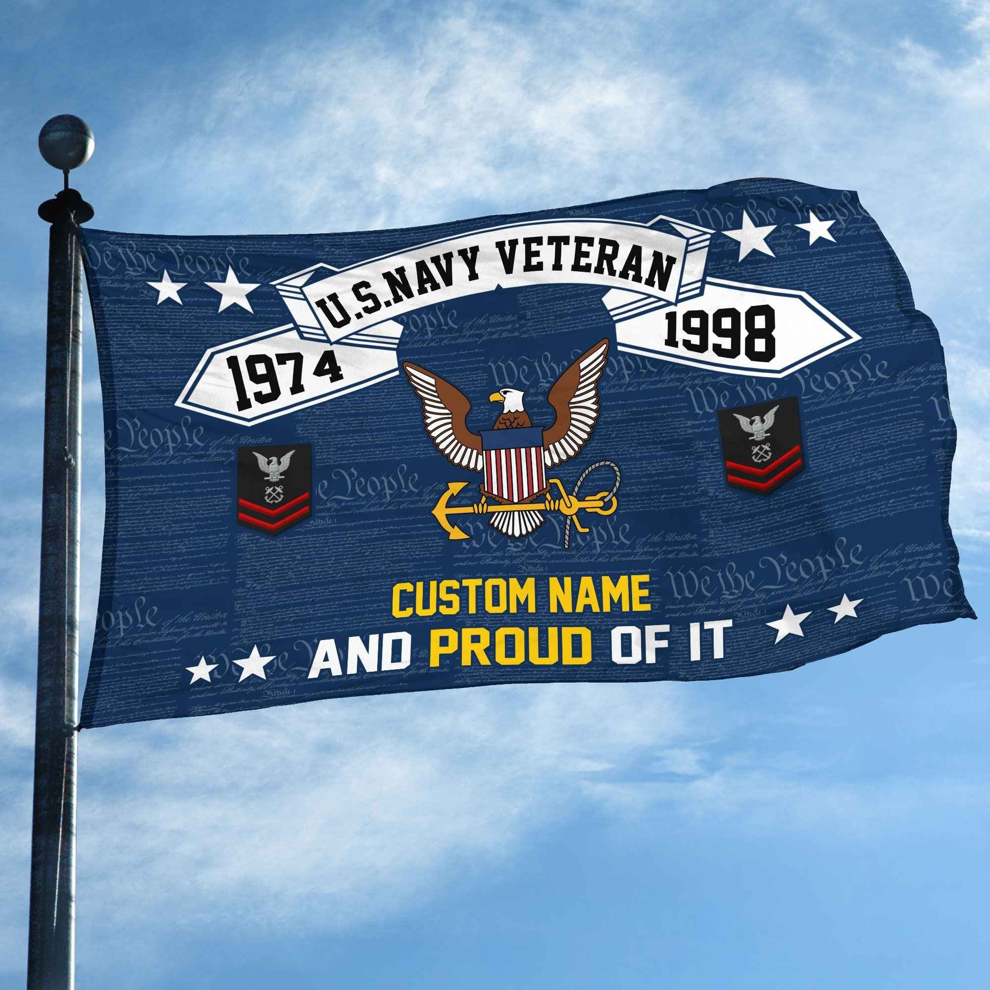 Unique Custom Name, Rank, Year US Navy Grommet Flag VPVC107002, Gifts For Navy Veteran, Gifts For Dad, For Husband, Best Gifts On Father's Day, Independence Day, Veterans Day.