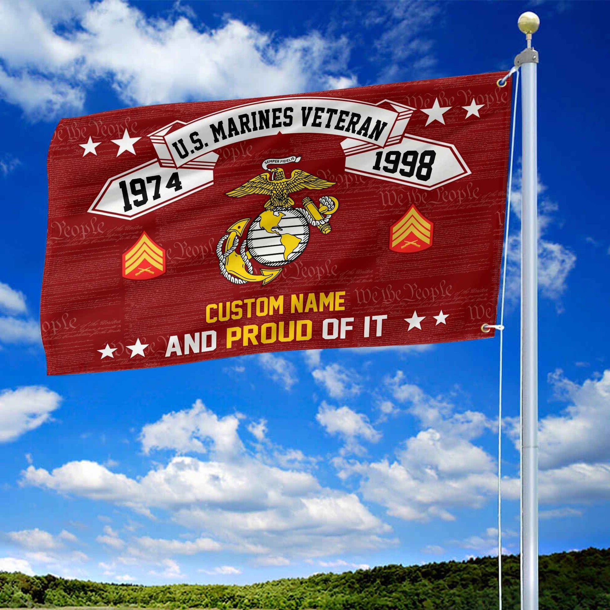 Unique Custom Name, Rank, Year USMC Grommet Flag VPVC107003, Gifts For Marine Veteran, Gifts For Dad, For Husband, Best Gifts On Father's Day, Independence Day, Veterans Day.