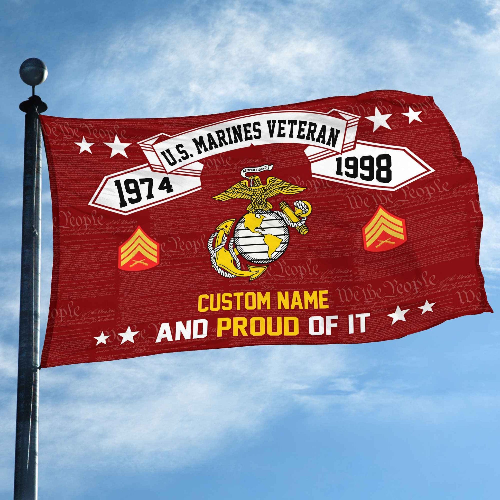 Unique Custom Name, Rank, Year USMC Grommet Flag VPVC107003, Gifts For Marine Veteran, Gifts For Dad, For Husband, Best Gifts On Father's Day, Independence Day, Veterans Day.